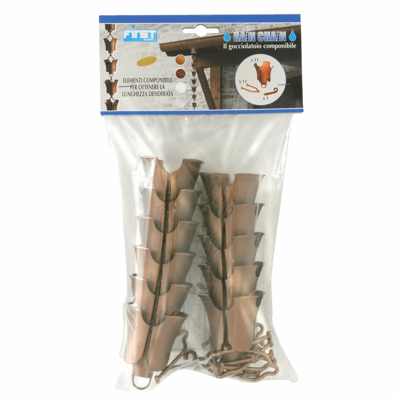 First Plast Rain1r blacha ociekowa Chunk łańcuch las deszczowy, miedź