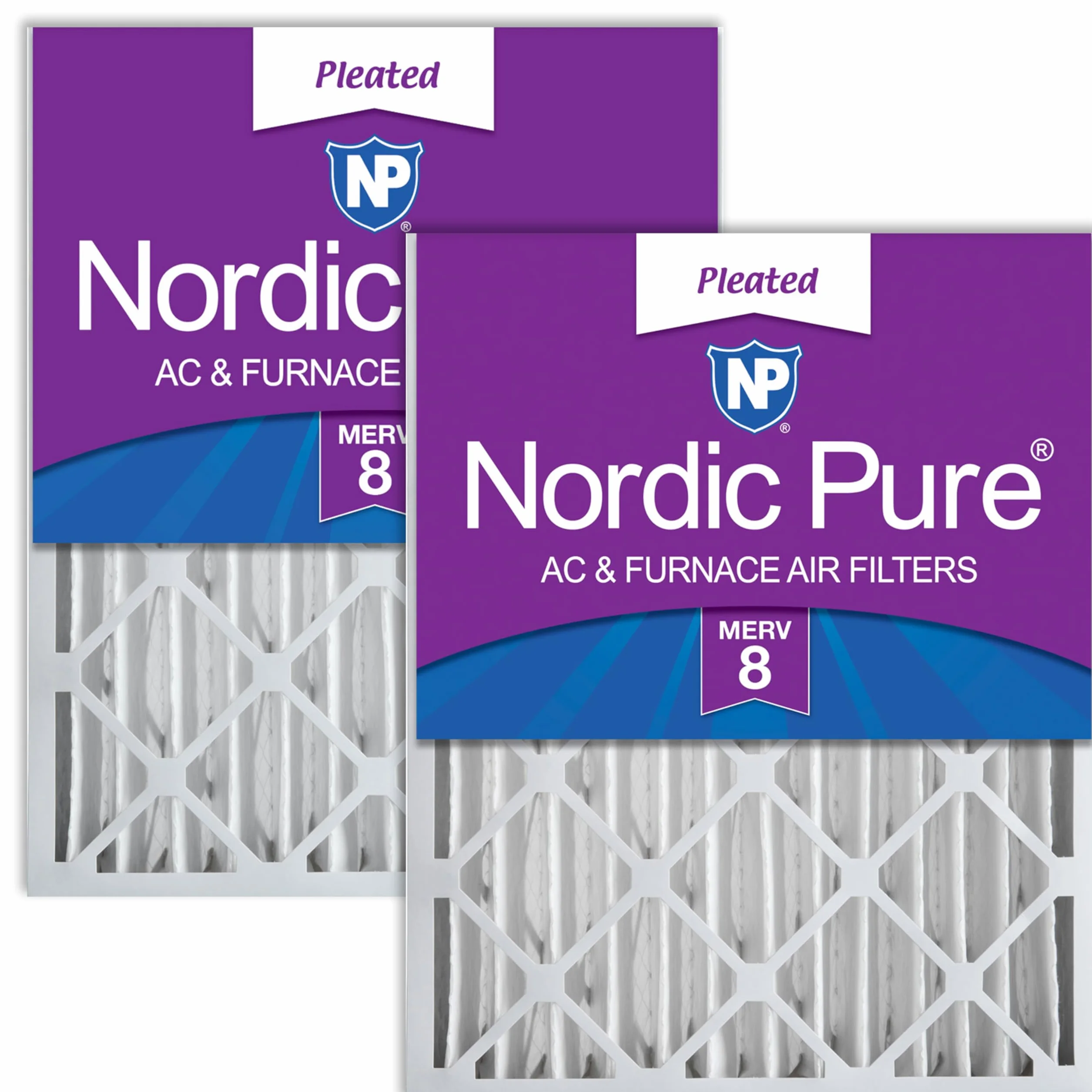 Nordic Pure 16x25x4 (3-5/8 Depth Actual Depth) MERV 8 z pełnymi filtrami powietrza AC 2 opakowania