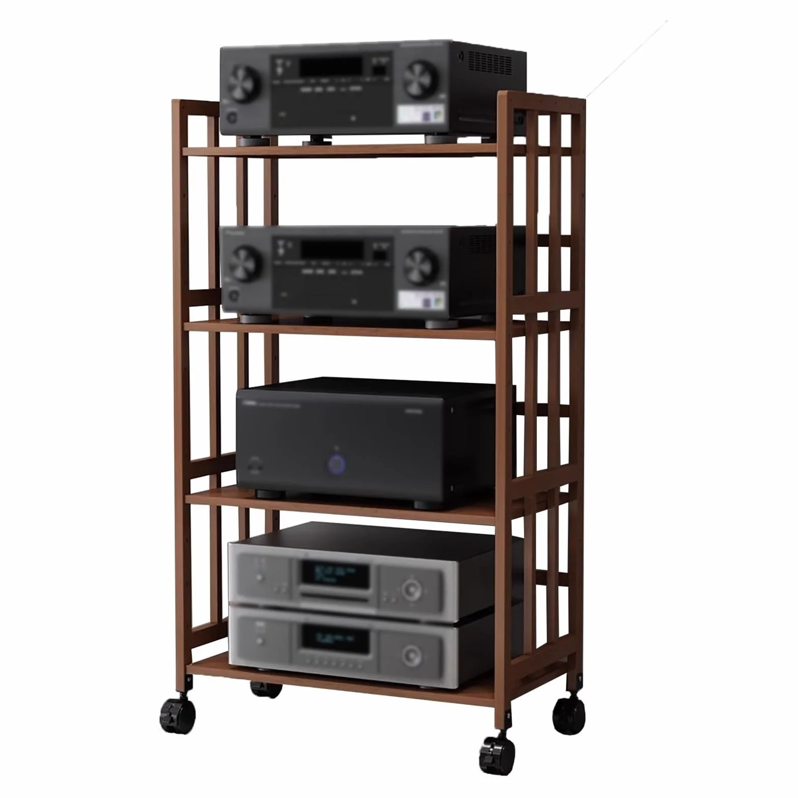 2/3/4/5-poziomowy stojak na nośniki AV – regulowany stojak audio do domu / biura – stojak do przechowywania płyt CD/odtwarzacza płyt CD – szafka odbiornika stereo – narożny stojak na telewizor