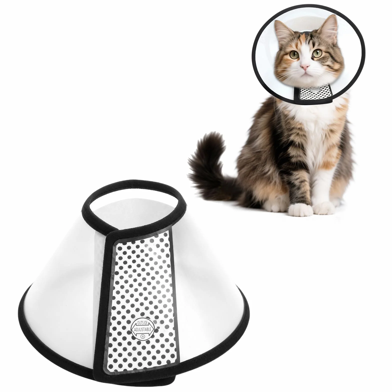 VOSSOT Pet Cone Recovery, obroża dla kotów, ochrona przed przeciekaniem, lekki kołnierz ochronny z tworzywa sztucznego, higieniczny kołnierz dla zwierząt domowych po operacji, miękki dla kotów i