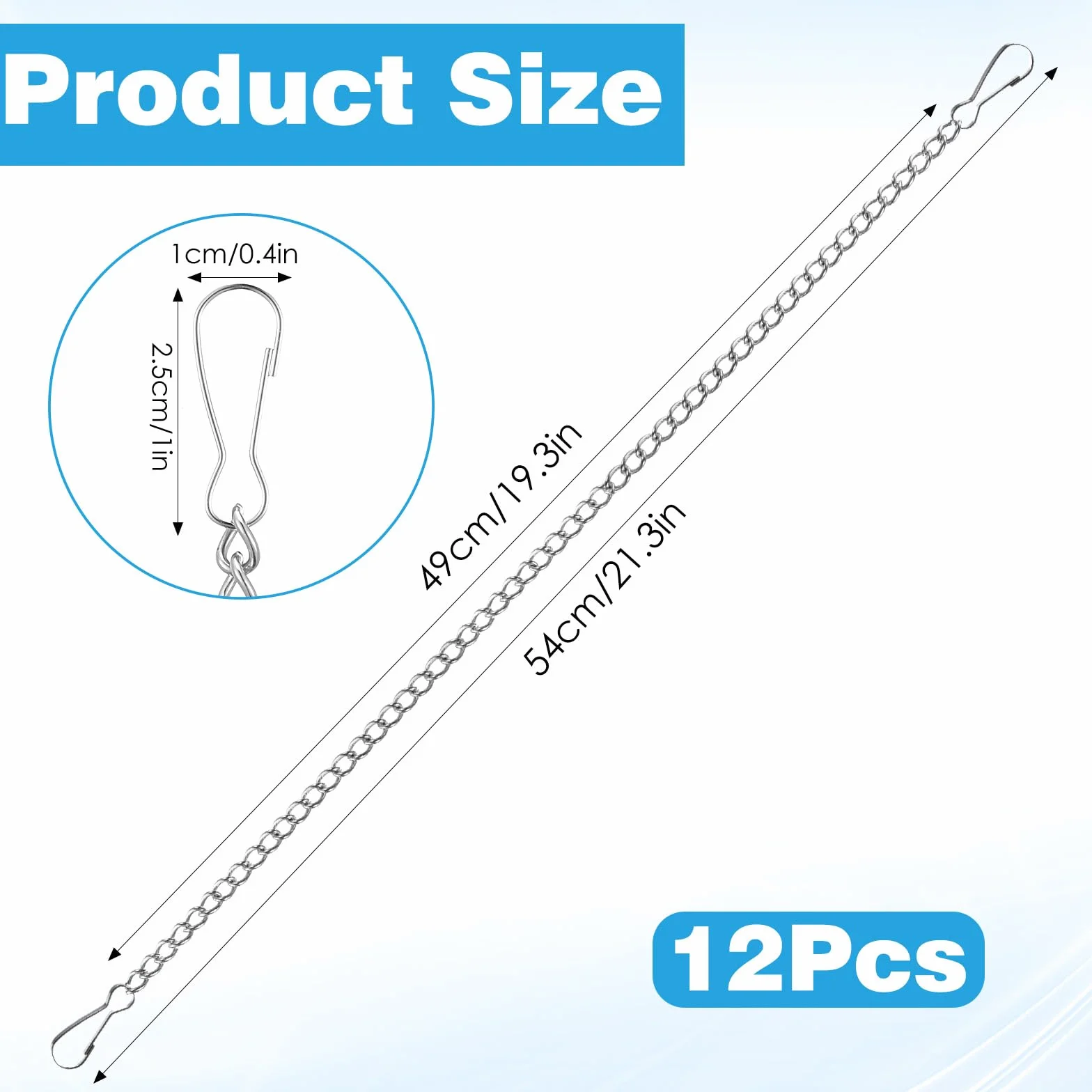 12 sztuk łańcuszków do zawieszenia, 54 cm, metalowy łańcuch do zawieszenia, do wiszących doniczek, doniczek, ptaków, latarni