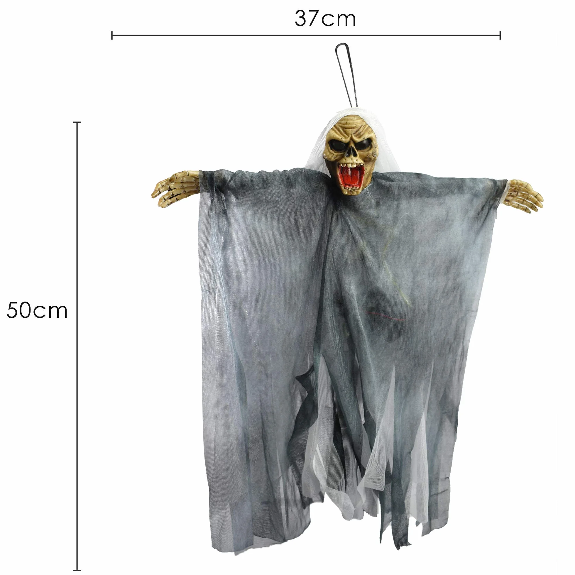 TRIXES Wiszący szkielet czarownicy dekoracja na Halloween, świecące oczy i krzyki, akcesorium na wydarzenie nawiedzonego domu, dekoracja z krzyczącym szkieletem z pętlą do zawieszania - zasilanie