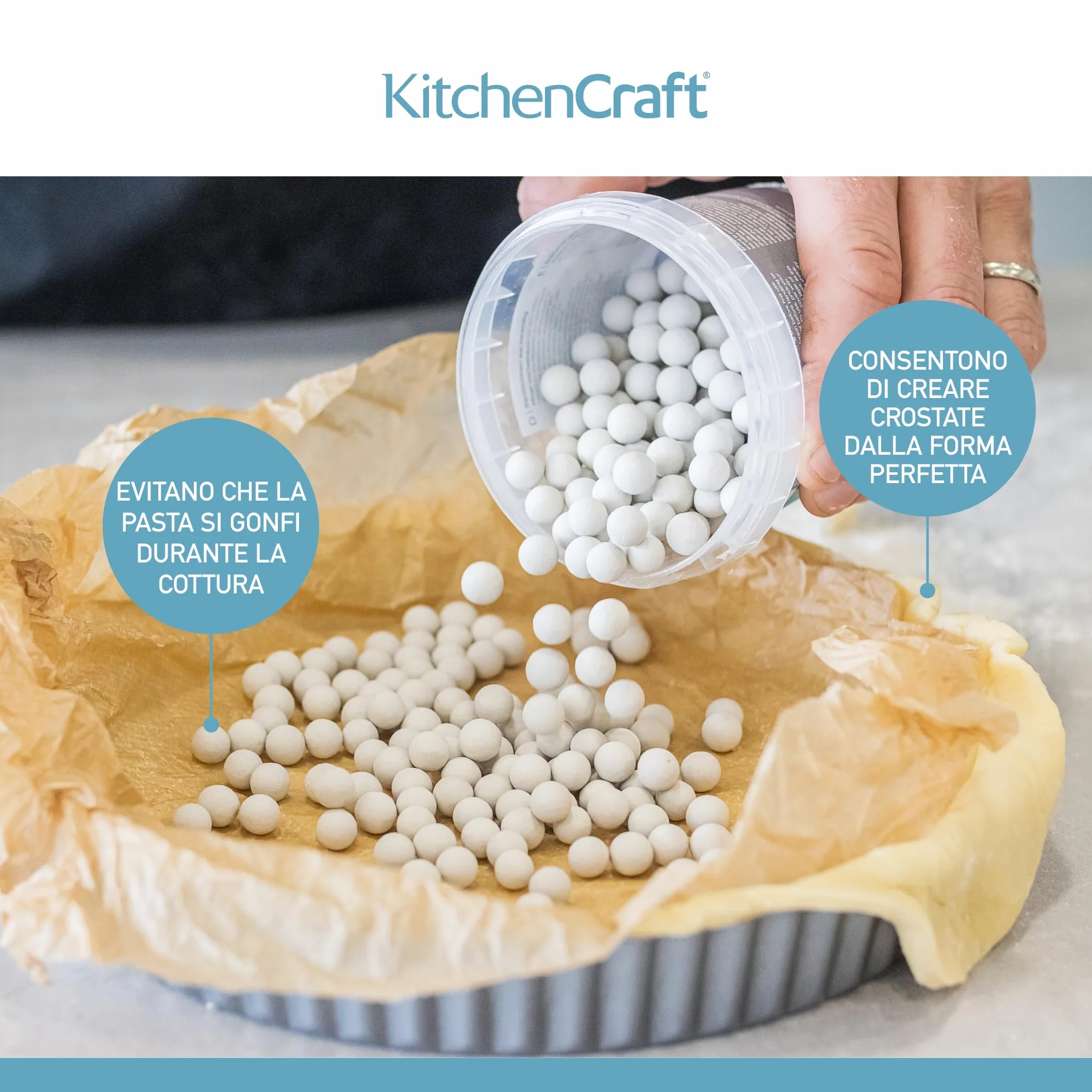 KitchenCraft Ceramiczne Kulki do Pieczenia, Wielokrotnego Użytku, 500 g - Kolor Beżowy