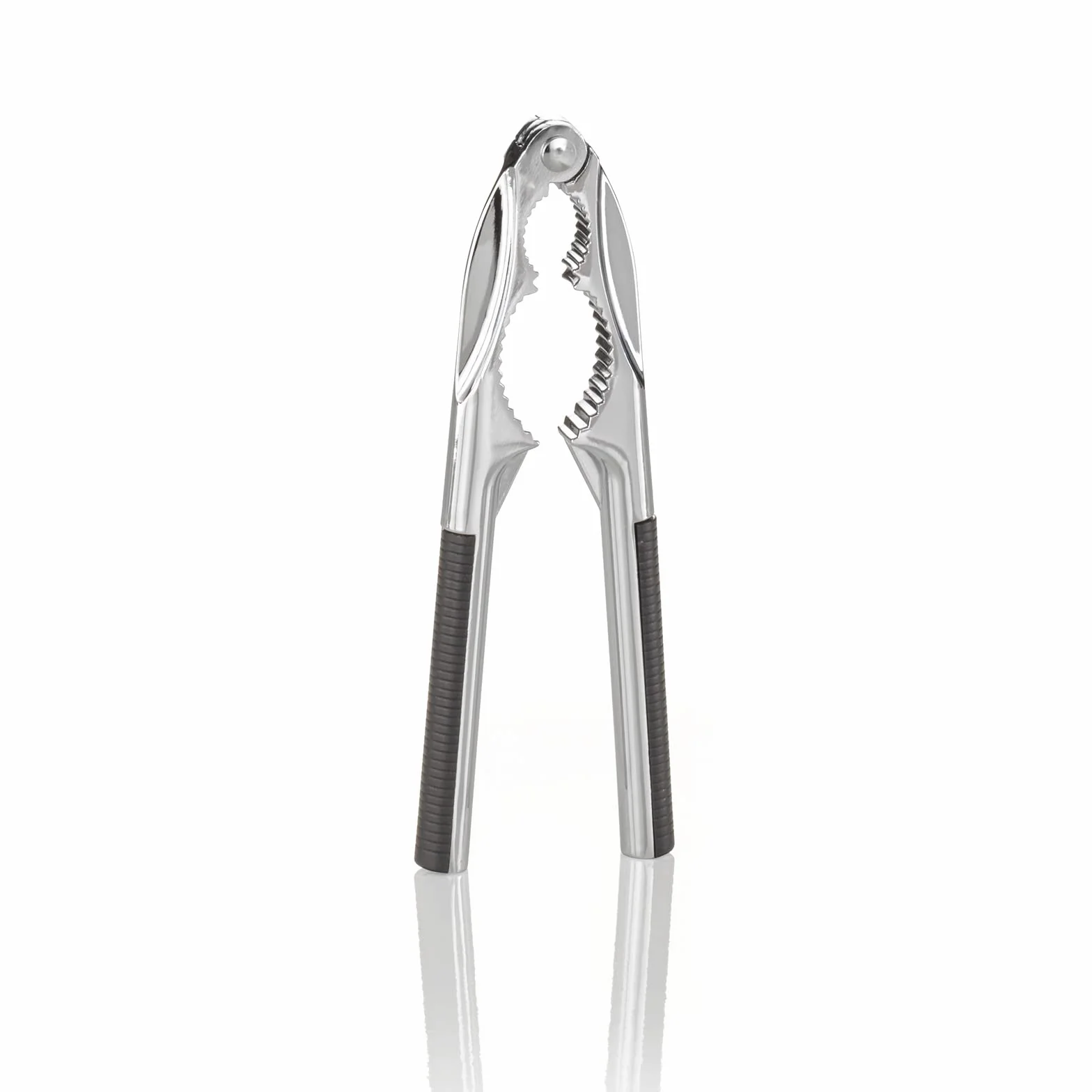 Buddy's Blades - Dziadek do orzechów, otwieracz do orzechów, szczypce do orzechów w stylu stali szlachetnej, 17 cm wysokości, srebrny, z gumowymi i antypoślizgowymi uchwytami