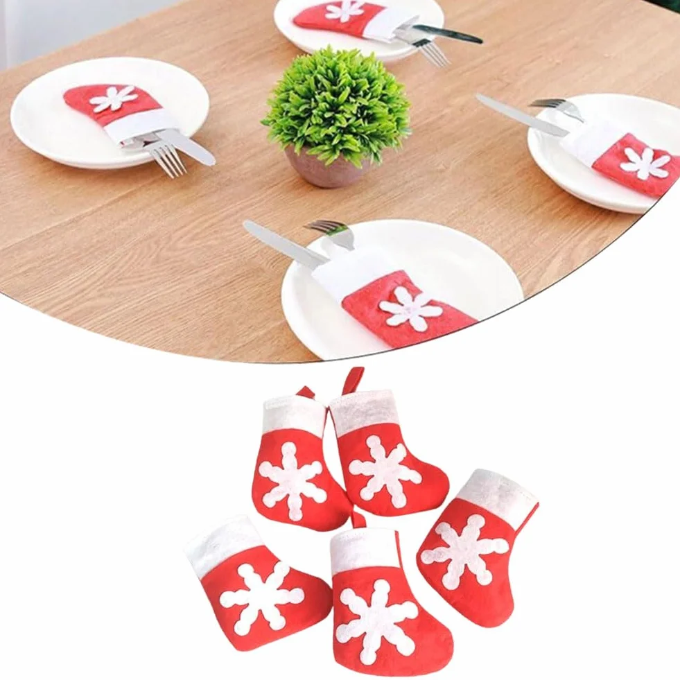 Świąteczne Uchwyty Na Sztućce,12 Szt, Uchwyty Na Sztućce, Mini Torby Do Przechowywania Sztućców, Na Boże Narodzenie, Stół, Kieszeń, Zastawa Obiadowa