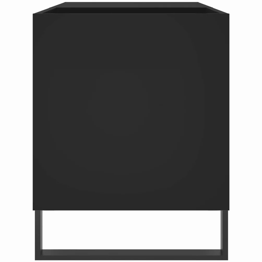 Szafka panelowa czarna z materiału drewnopochodnego 85 x 38 x 48 cm z żelaznymi nogami, przestronna przestrzeń do przechowywania i stabilna płyta górna do kolekcji winylu, nadaje się jako