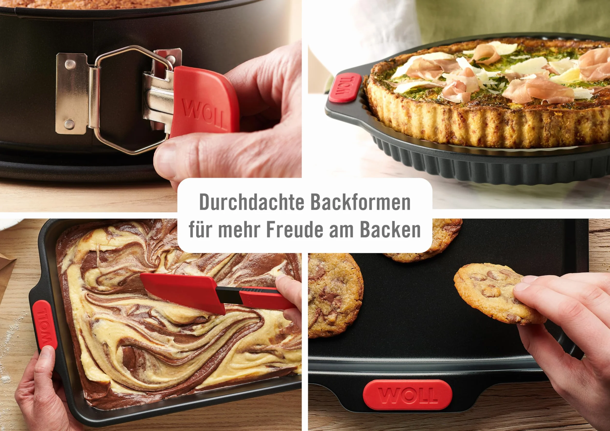 Woll Bakeware forma skrzynkowa 30 cm, z odpornymi na wysokie temperatury uchwytami silikonowymi do 230°C, bez PFAS, dwuwarstwowa powłoka nieprzywierająca, stal aluminiowana, czarna