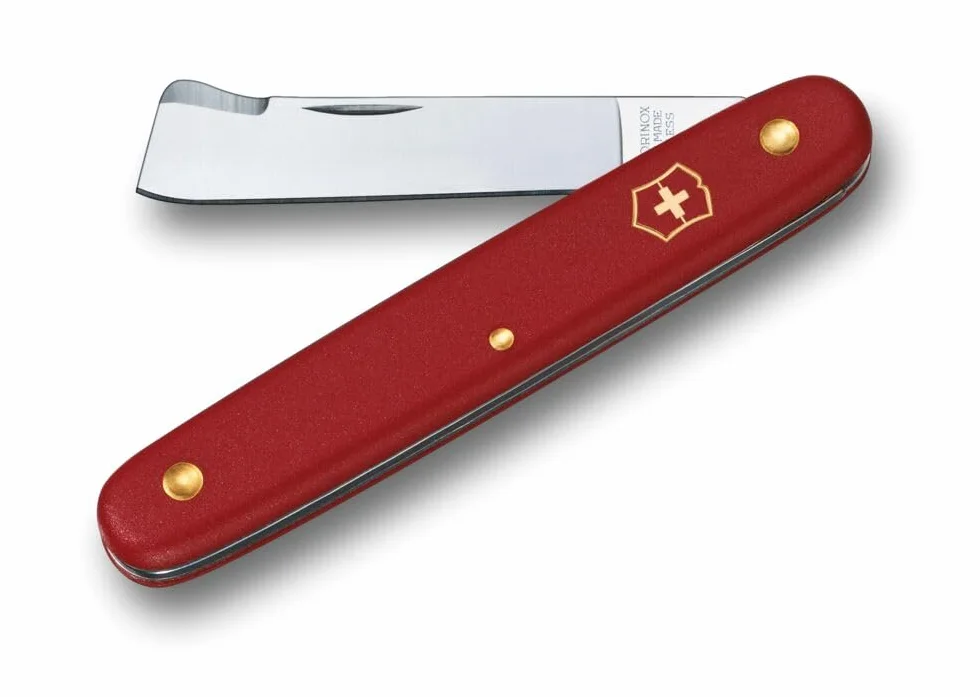 Victorinox Okuliermesser Kombi für Gartenarbeiten (2 Funktionen, gerade Klinge, Rindelöser) 12 cm, rot