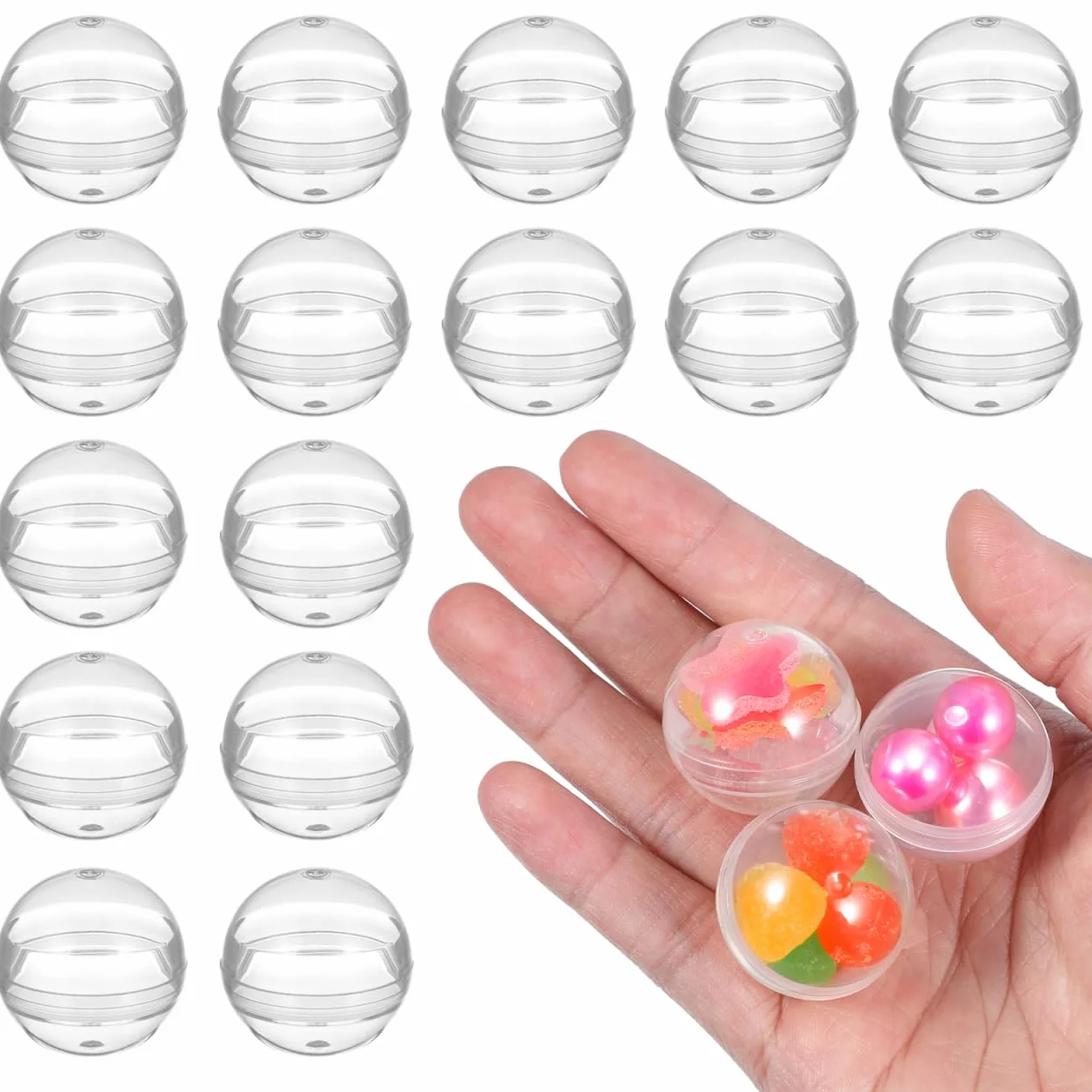 100 sztuk plastikowych kulek do napełniania, akrylowe, do majsterkowania, z tworzywa sztucznego, przezroczyste pazurów, maszyny jajek, zabawka zabawy, 2,8 cm
