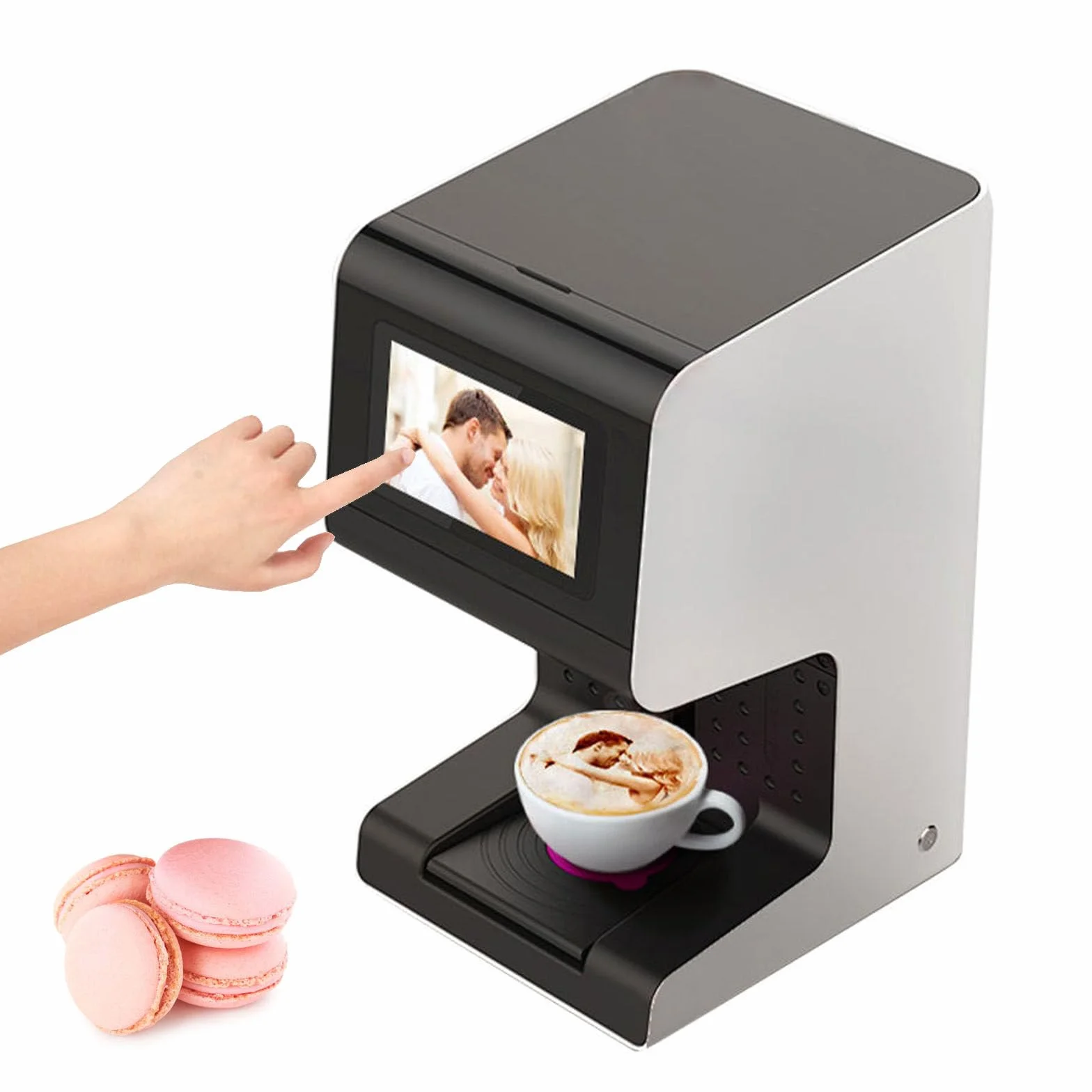 Komercyjna drukarka do kawy latte z 7-calowym ekranem dotykowym do samodzielnego wykonania zdjęć i tekstu, szybkie drukowanie 10-sekundowe, tusz spożywczy 45 ml, łatwa konfiguracja