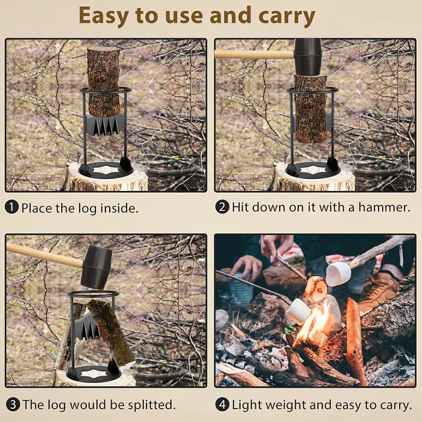Ręczny Przecinak Do Pali, Nóż Do Drewna Kindling,Ręczny Drewniany Rozdzielacz Drewna, Splitter Quick Log Splitter Do Domu, Camping, Na Zewnątrz