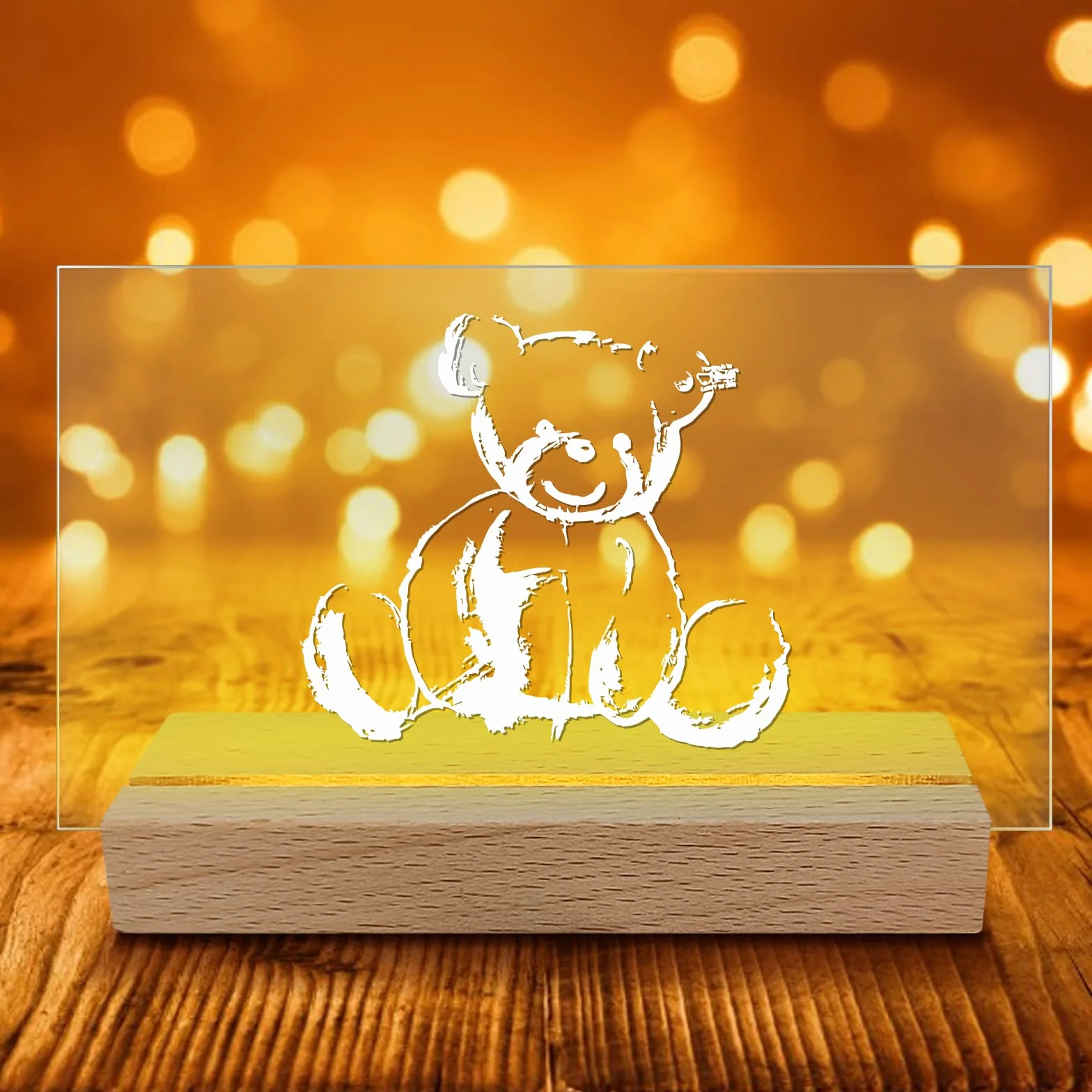 CDIYTOOL Podstawa wyświetlacza LED, drewniana podświetlana prostokątna podstawa świetlna USB LED, podstawa ekspozycyjna, dekoracyjna ozdoba do samodzielnego wykonania płyty akrylowej, ciepła biel (4)