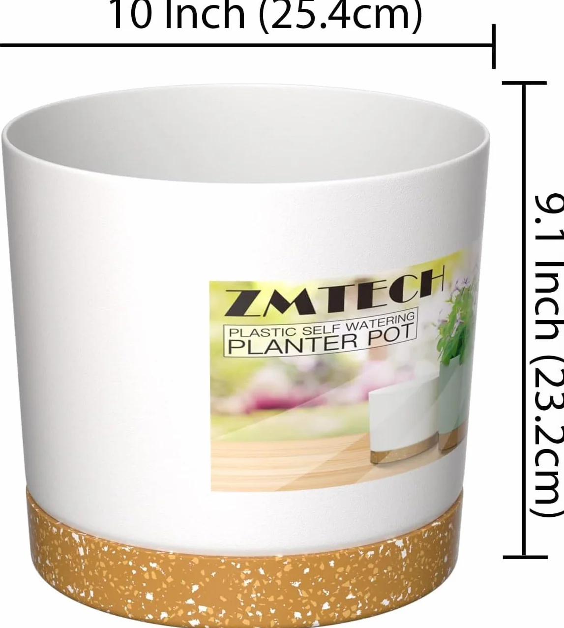 ZMTECH Doniczki na rośliny, 25 cm, nowoczesne doniczki z otworami drenażowymi i odłączanym spodkiem, plastikowe doniczki na rośliny do domu, ogrodu, parapet, zestaw 3 szt., białe