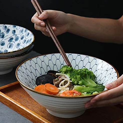 Duża ceramiczna miska ramen, 23 cm, 1500 ml, retro miska do zupy do ramenu, Udon, Soba, Pho i azjatyckiego makaronu - idealna do jadalni i rozrywki