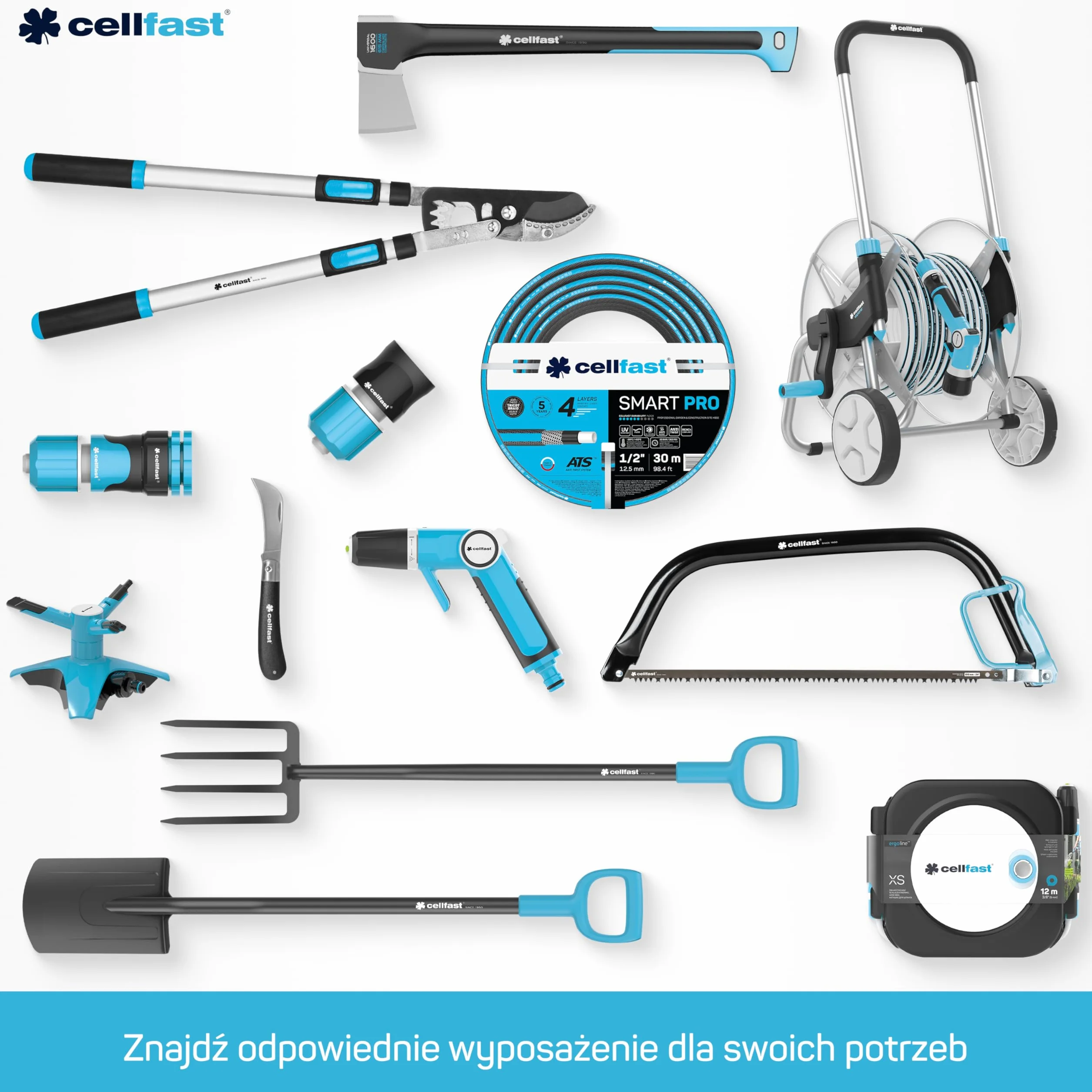 CELLFAST Rozdzielacz Podwójny Szeroki Rozstaw Przyłączy Płynna Regulacja Włókno Szklane Łącznik Kran G1/2" G3/4" G1"