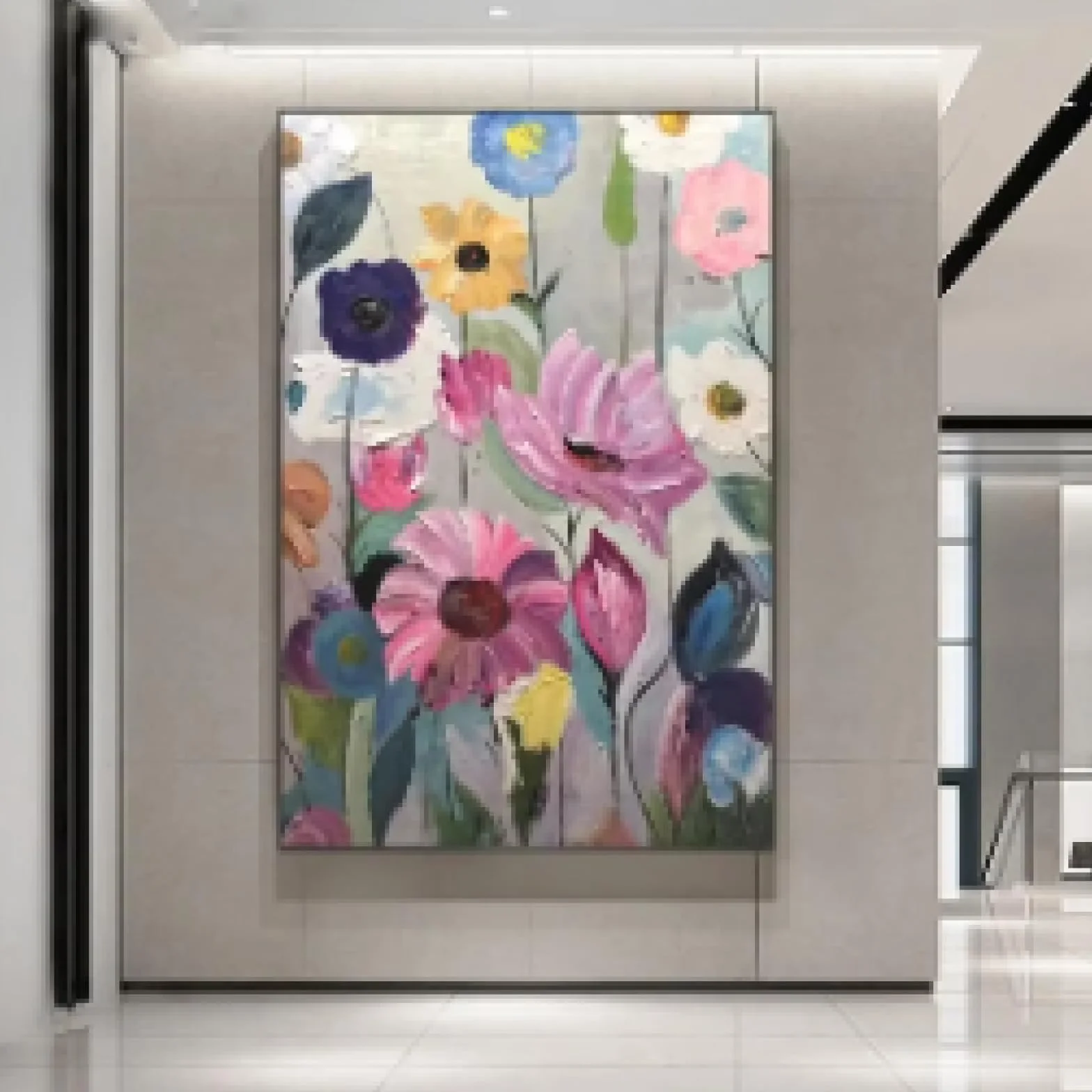 MAIMANG Skandynawska klasyczna abstrakcyjna sztuka ścienna duży kwiat botaniczna farba plakat nadruk dekoracja salonu 60 x 90 cm bez ramy