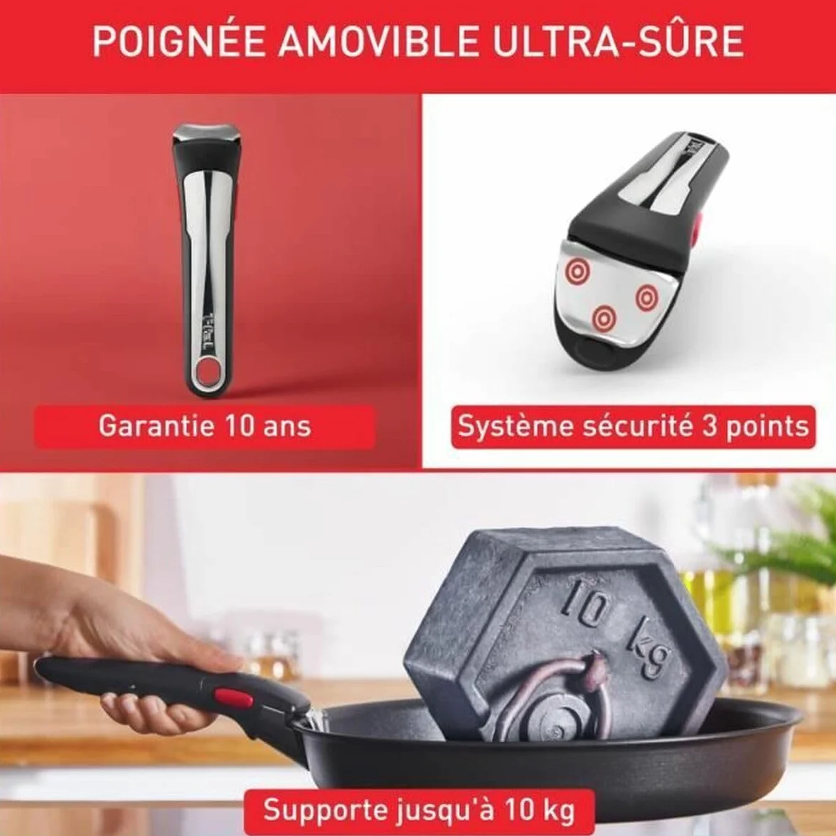Tefal Ingenio Zestaw 6 sztuk, Patelnia, Wok + pokrywa szklana 26 cm, Cocotte + pokrywa z odlewu aluminiowego 20 cm, wyjmowany uchwyt Ingenio, indukcja, odlew aluminiowy, Inspiracja L867S604