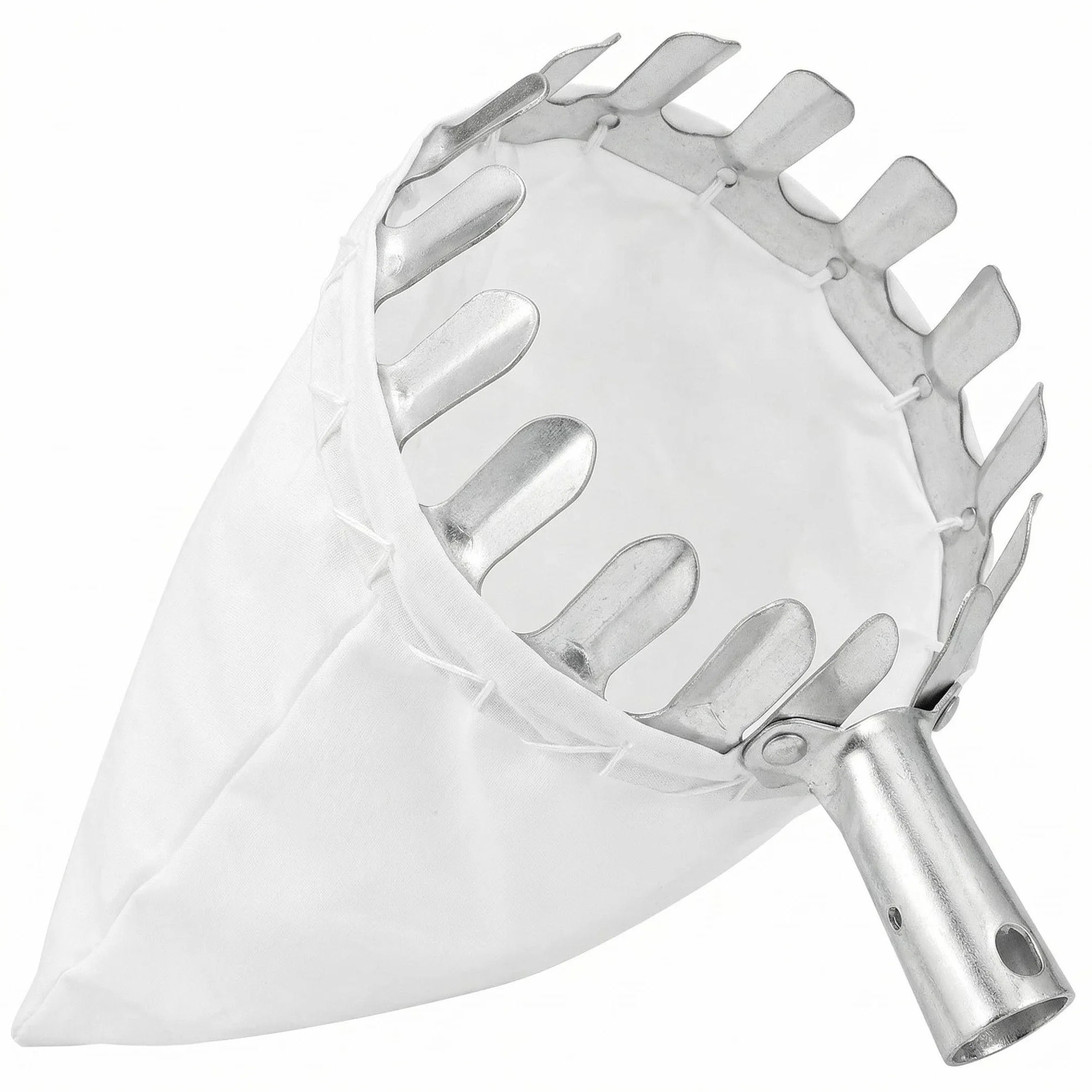 QWORK® Metalowy zbierak do owoców zbieracz do jabłek zbieracz do wiśni z bawełnianą torbą - Ø14cm