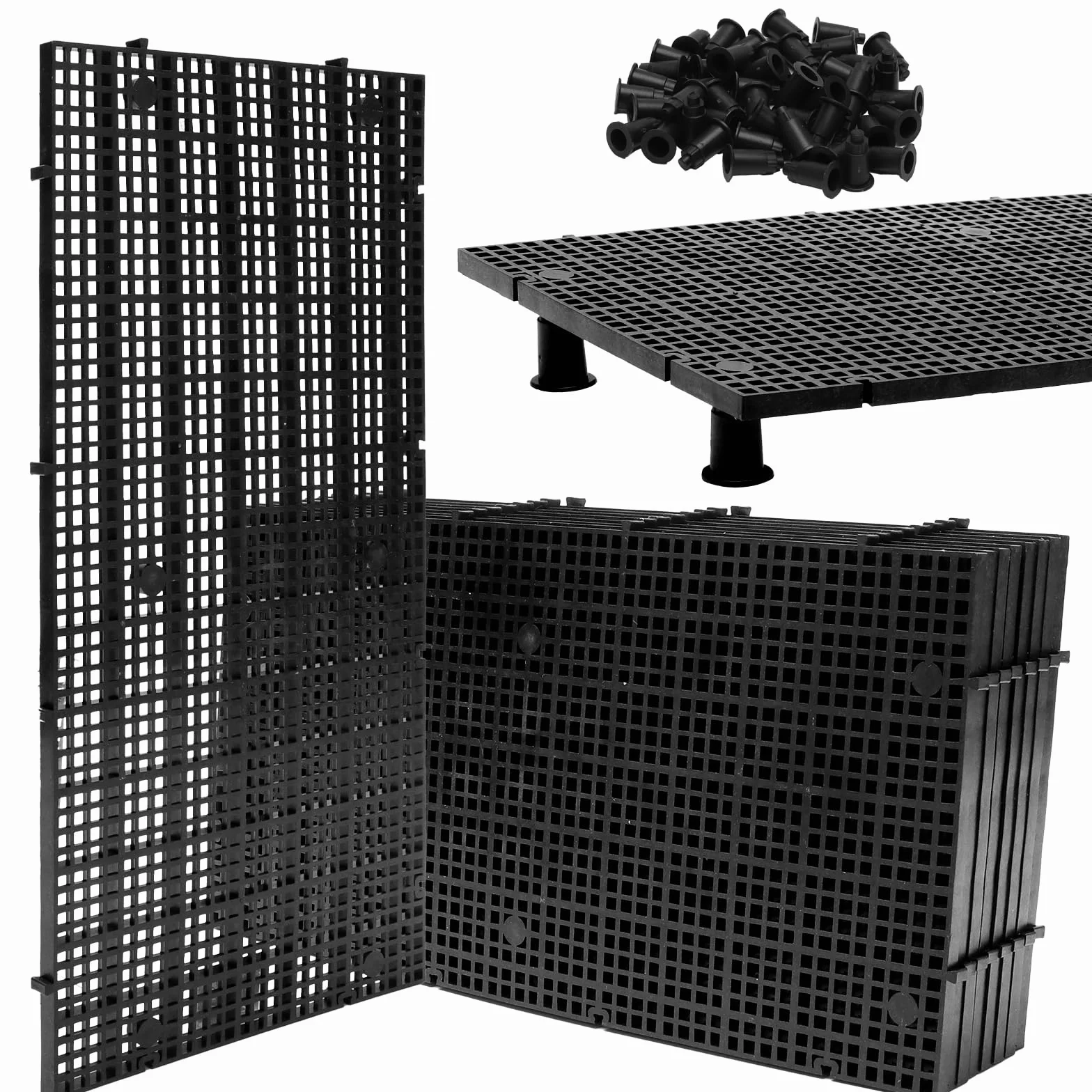 VOSSOT 8 sztuk kratek z tworzywa sztucznego do akwarium, 30 x 15 cm, z 48 uchwytami i 2 przyssawkami, podkładka do akwarium z tworzywa sztucznego, akcesoria do akwarium, mata do aquascapingu i ochrony