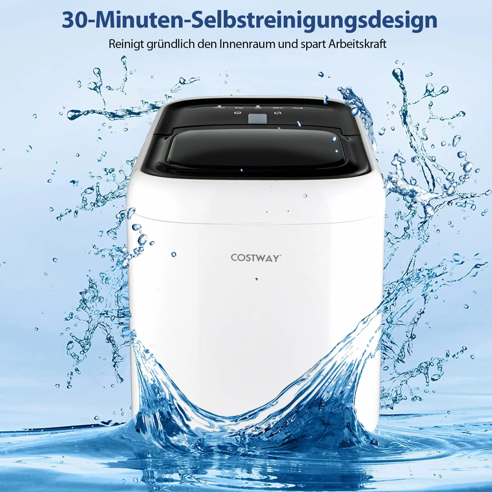 COSTWAY Kostkarka do lodu 2 l, 15 kg/24 h, 9 kostek lodu w 6-8 min, kostkarka do lodu z łopatką LED
