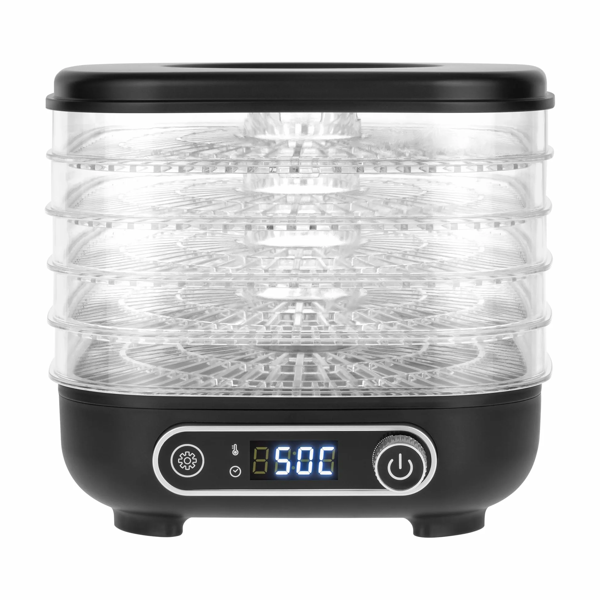 Teesa Suszarka do Grzybów Warzyw Owoców Moc 300W 5 Przezroczystych Sit Wyświetlacz LCD Termoobieg Regulacja Temperatury TSA3033