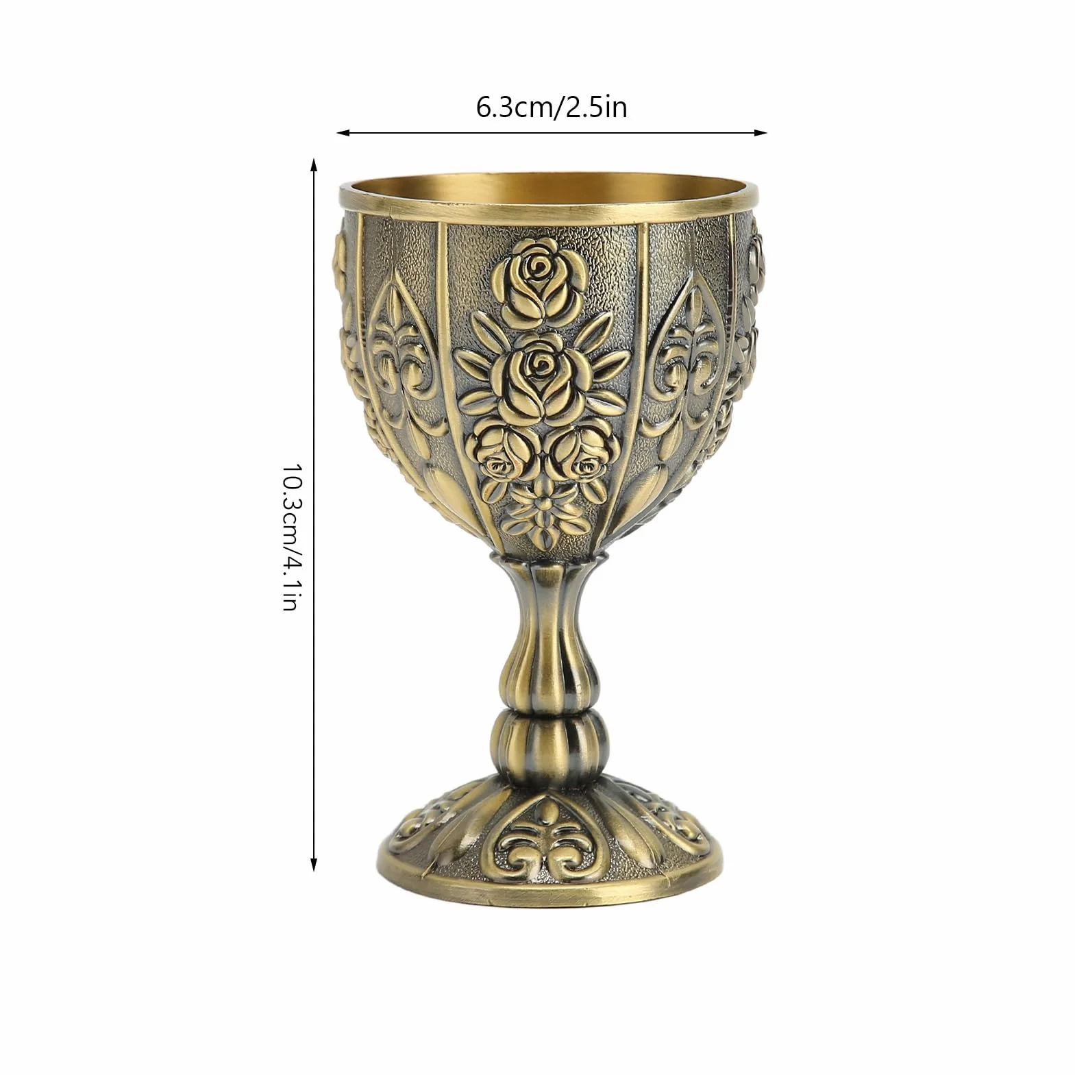Metalowy Kielich do Wina w Stylu Vintage, Kr¨®lewski ?redniowieczny R?cznie Wykonany Ma?y Kubek do Picia Wina dla Baru, Domu, Br?zowy