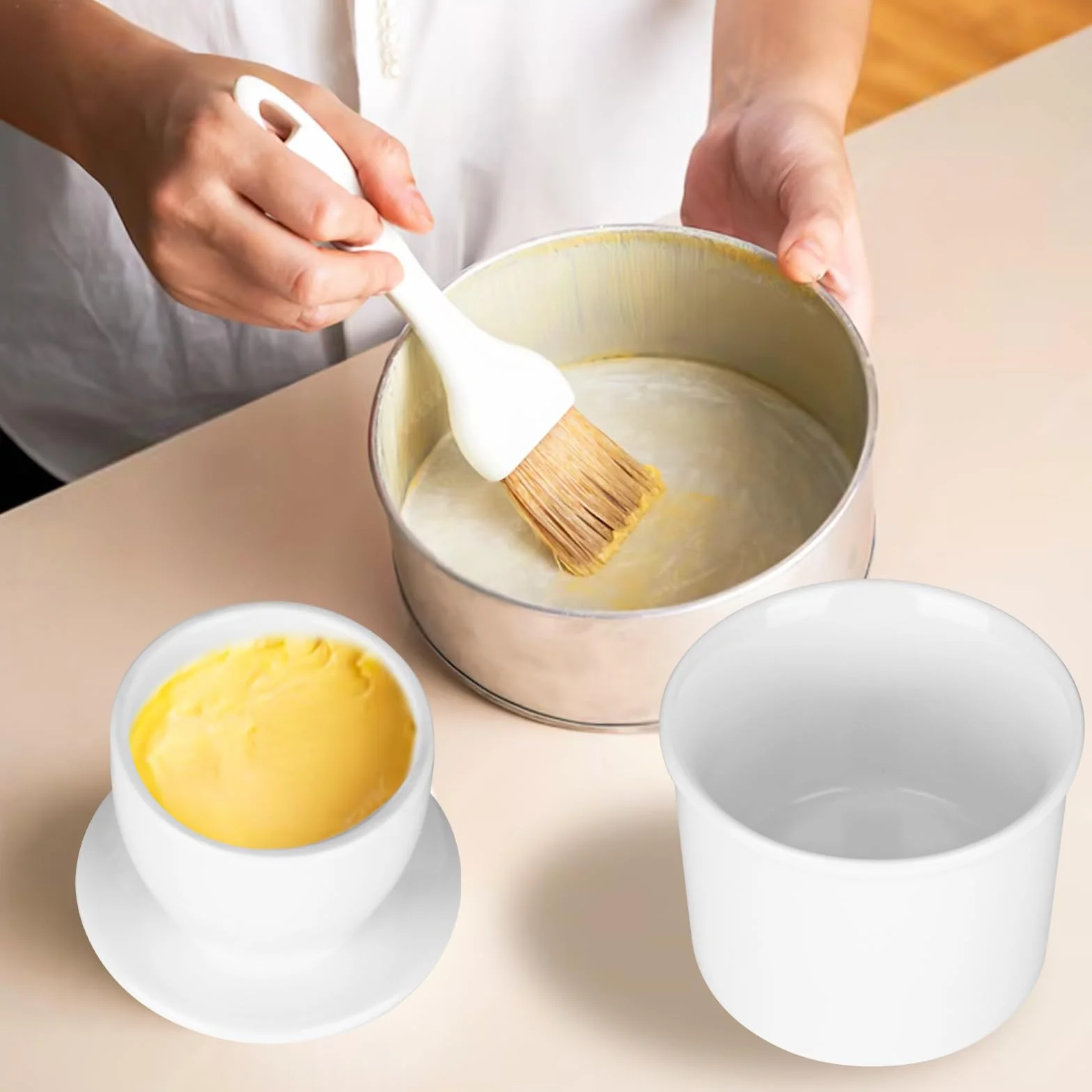 XTDMJ Francuska maselniczka, ceramiczna maselniczka Butterglocke, maselniczka chłodzona wodą, ceramiczna Butterglocke na świeże i ścieralne masło (Biały)