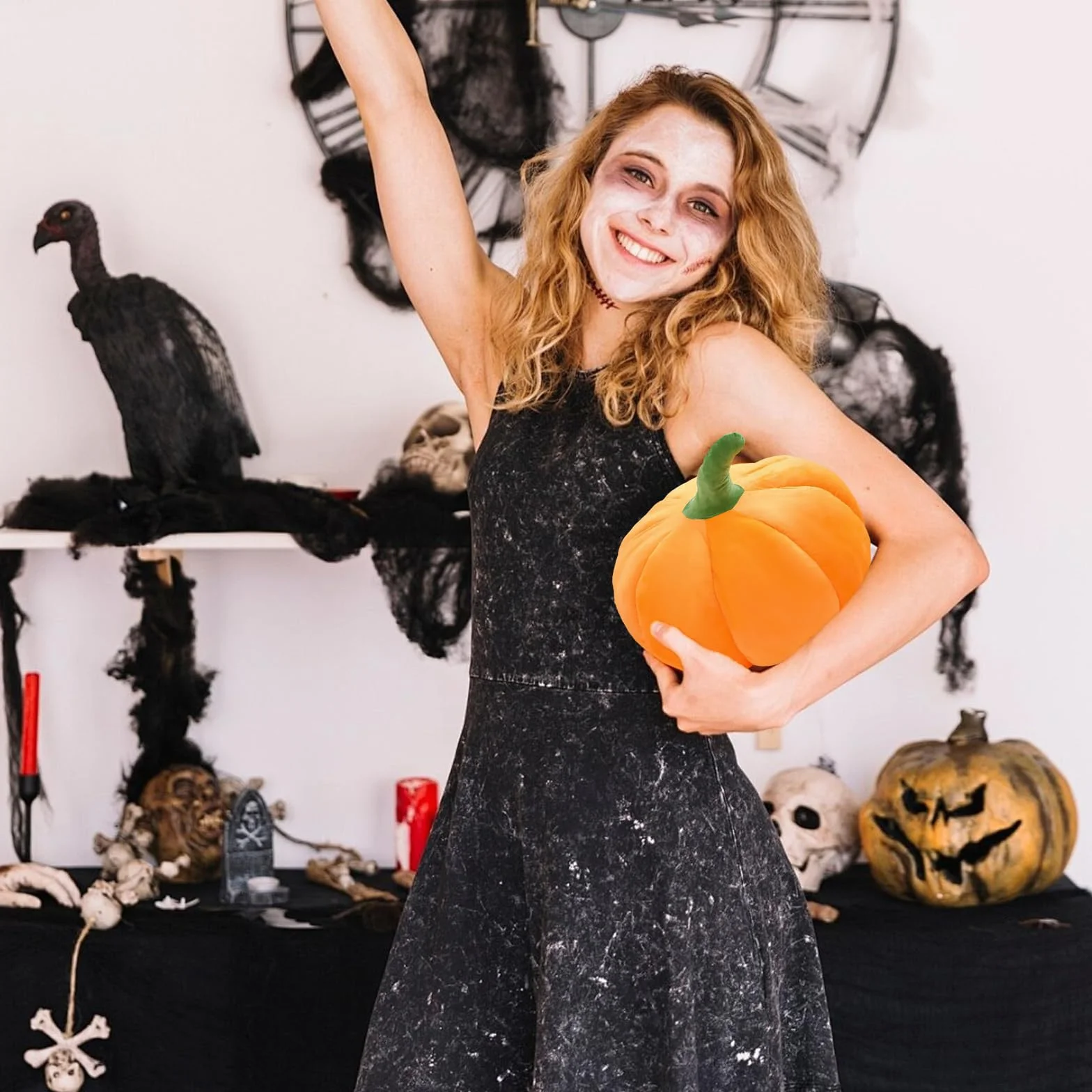 dynia poduszka, dynia poduszka dekoracyjna, 3D pluszowa dynia poduszka do rzucania, dynia poduszka z pluszu na Halloween, dekoracja domu na Święto Zbiorów, Boże Narodzenie, sypialnia