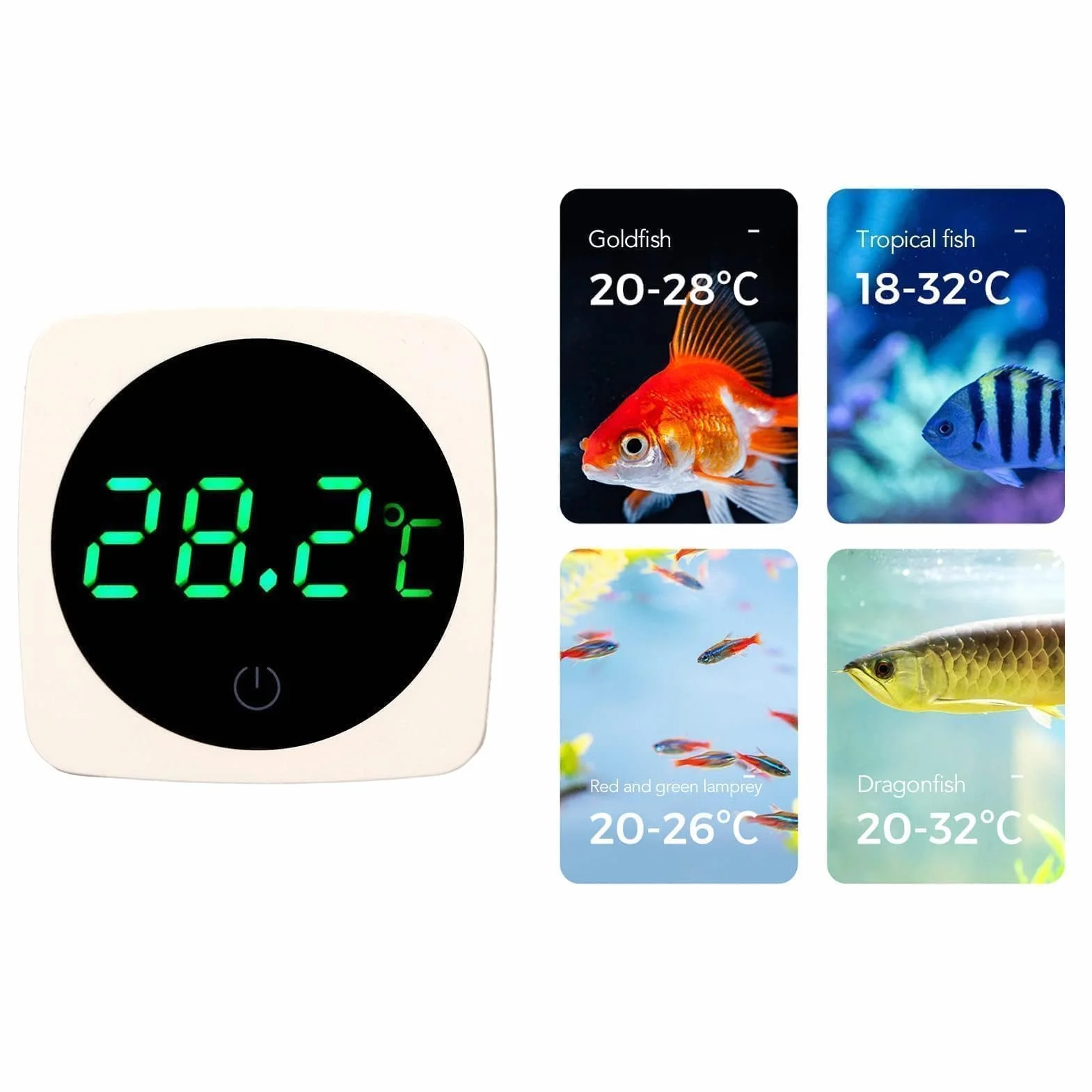 Cyfrowy Termometr LED do Akwarium Wskaźnik Temperatury Wody Terrarium