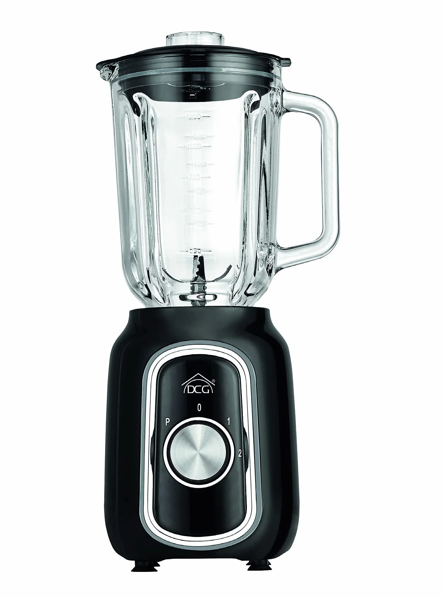 DCG1360B 500W szklany blender z 4 odłączanymi ostrzami ze stali nierdzewnej, szklany dzbanek 1,5 l ze wskaźnikami poziomu Design CZARNA SREBRNA górna pokrywa