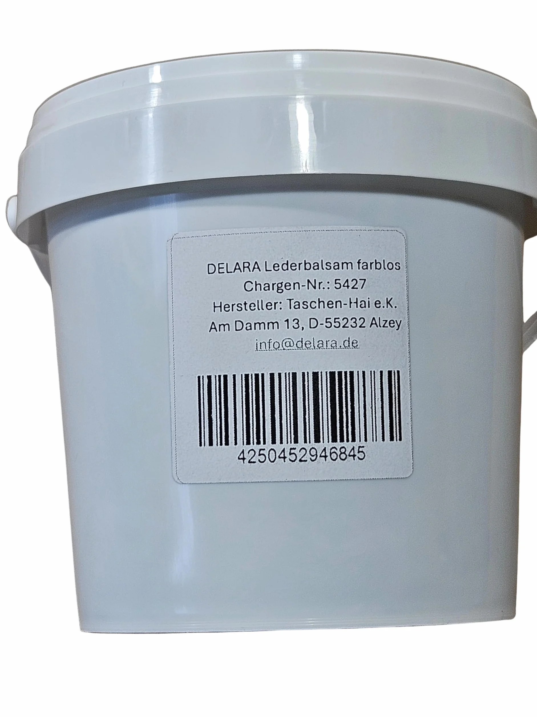 DELARA Balsam do skóry, bezbarwny, z wysokiej jakości woskiem pszczelim, sprawia, że skóra jest gładka i wodoodporna, 500 ml w wiaderku, wyprodukowano w Niemczech