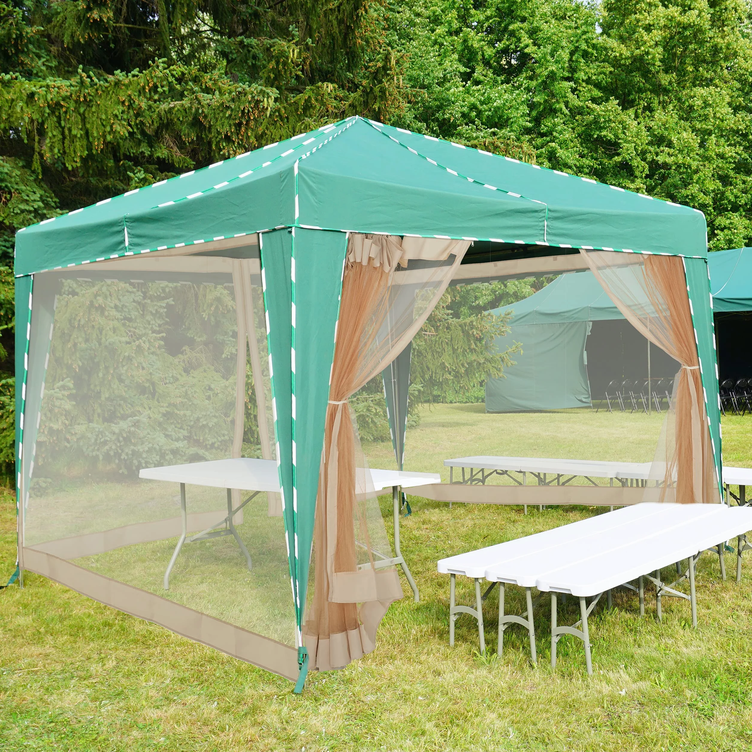 Relaxdays Moskitiera do pawilonu 3 x 3 m, 2 części boczne, z zamkiem błyskawicznym i taśmą na rzep, siatka na komary 12 m XL, beżowa