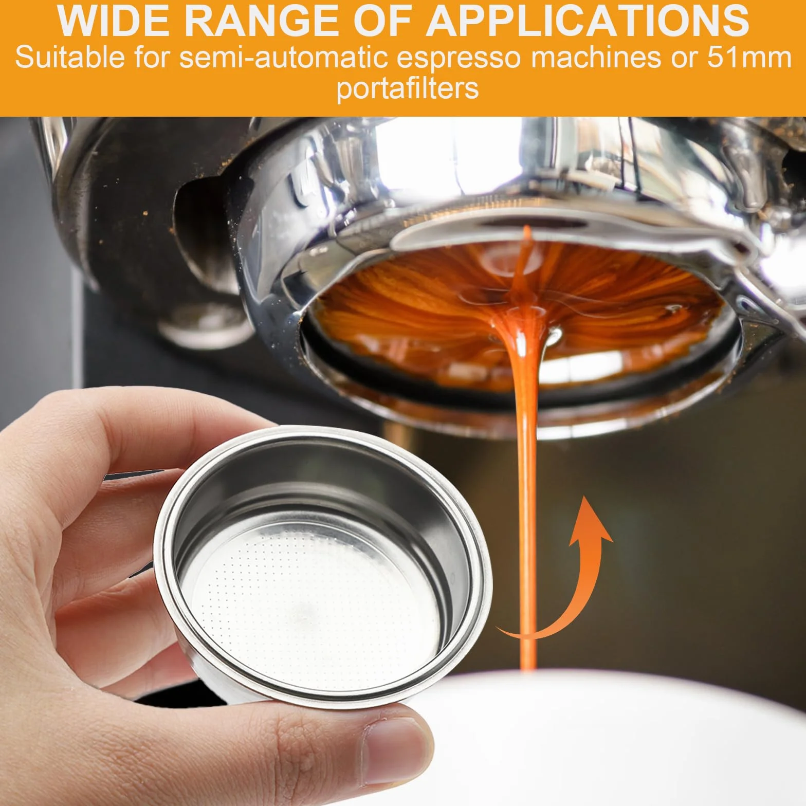 Sitko do kawy 51 mm, ze stali nierdzewnej, sitko do espresso, sitko filtrujące, filtr do kawy, kompatybilne z Delonghi, kosz filtrujący, akcesoria do ekspresu do espresso, 8-10 g (1 filiżanka)