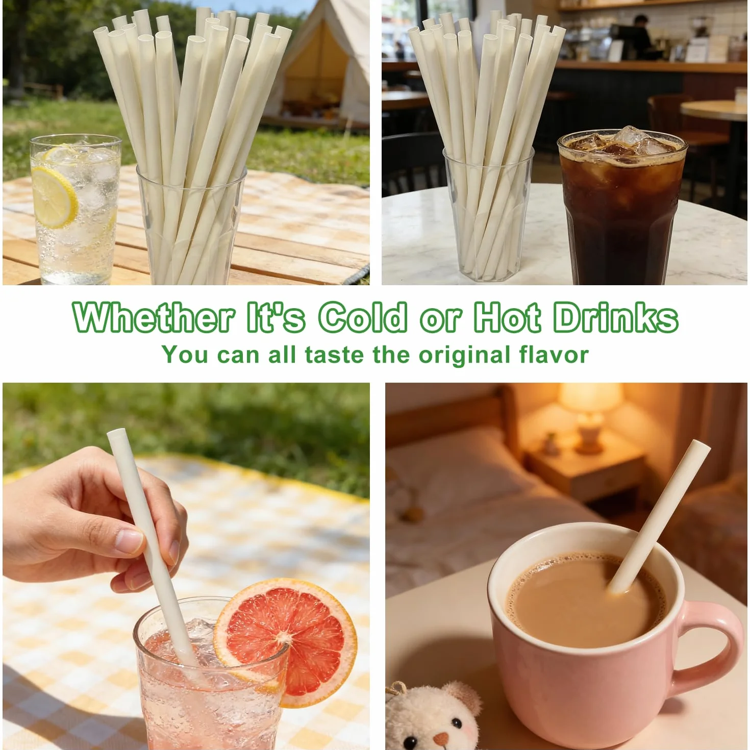 10 mm słomek bambusowych Boba, 180 sztuk Szerokie słomki z włókna bambusowego Jednorazowe słomki Jumbo Smoothie Bubble Tea do picia na ciepło i na zimno