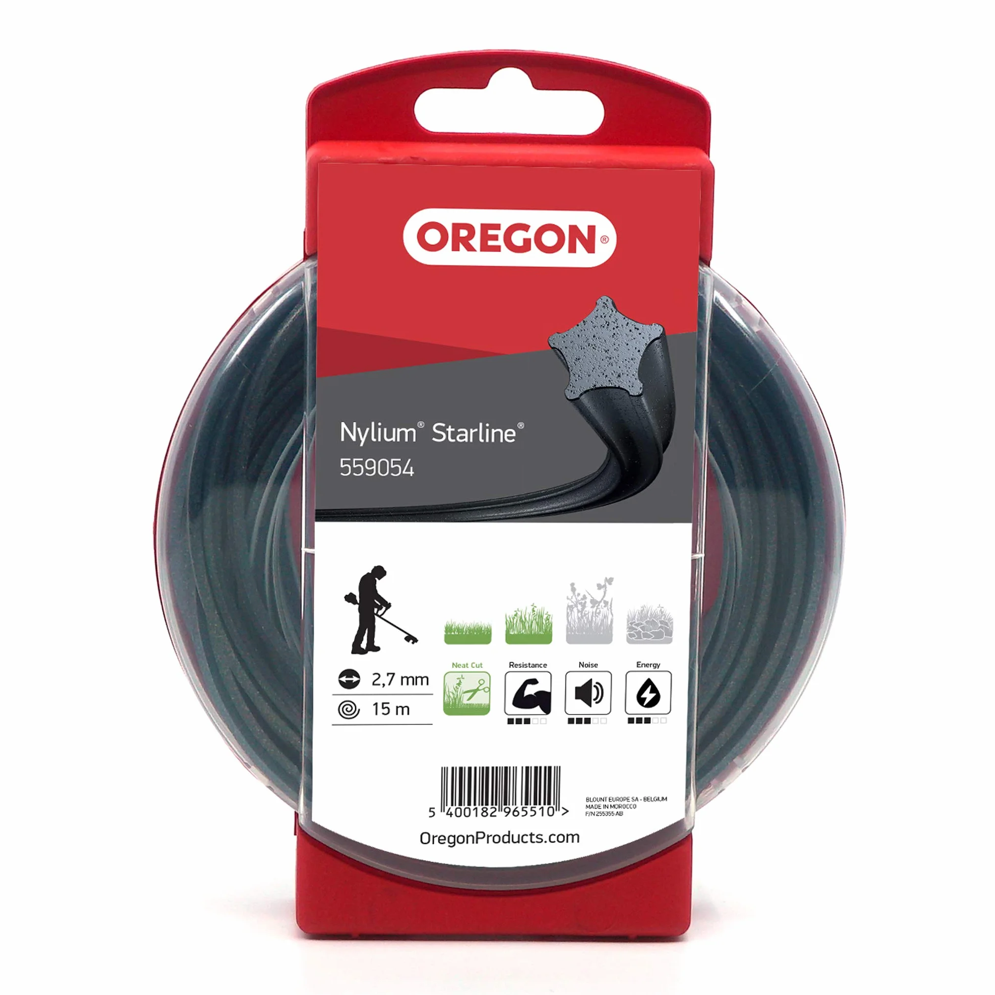 Oregon, Żyłka Tnąca do Podkaszarek i Wykaszarek Oregon, 5 Ostrych Krawędzi, Średnica Żyłki 2,7 mm, Długość 15 m, Nylon o Dużej Wytrzymałości, Kształt Gwiazdy (‎‎‎559054)