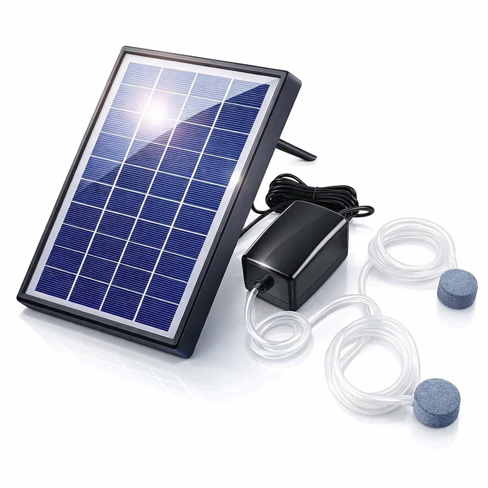 Andoer Staw utleniacz zasilany energią słoneczną 6 W Solarna pompa tlenowa do akwarium utleniacz do akwarium napowietrzacz tlenu pompa powietrza napowietrzacz wędkarski z rurą 2 kamienie bąbelkowe do
