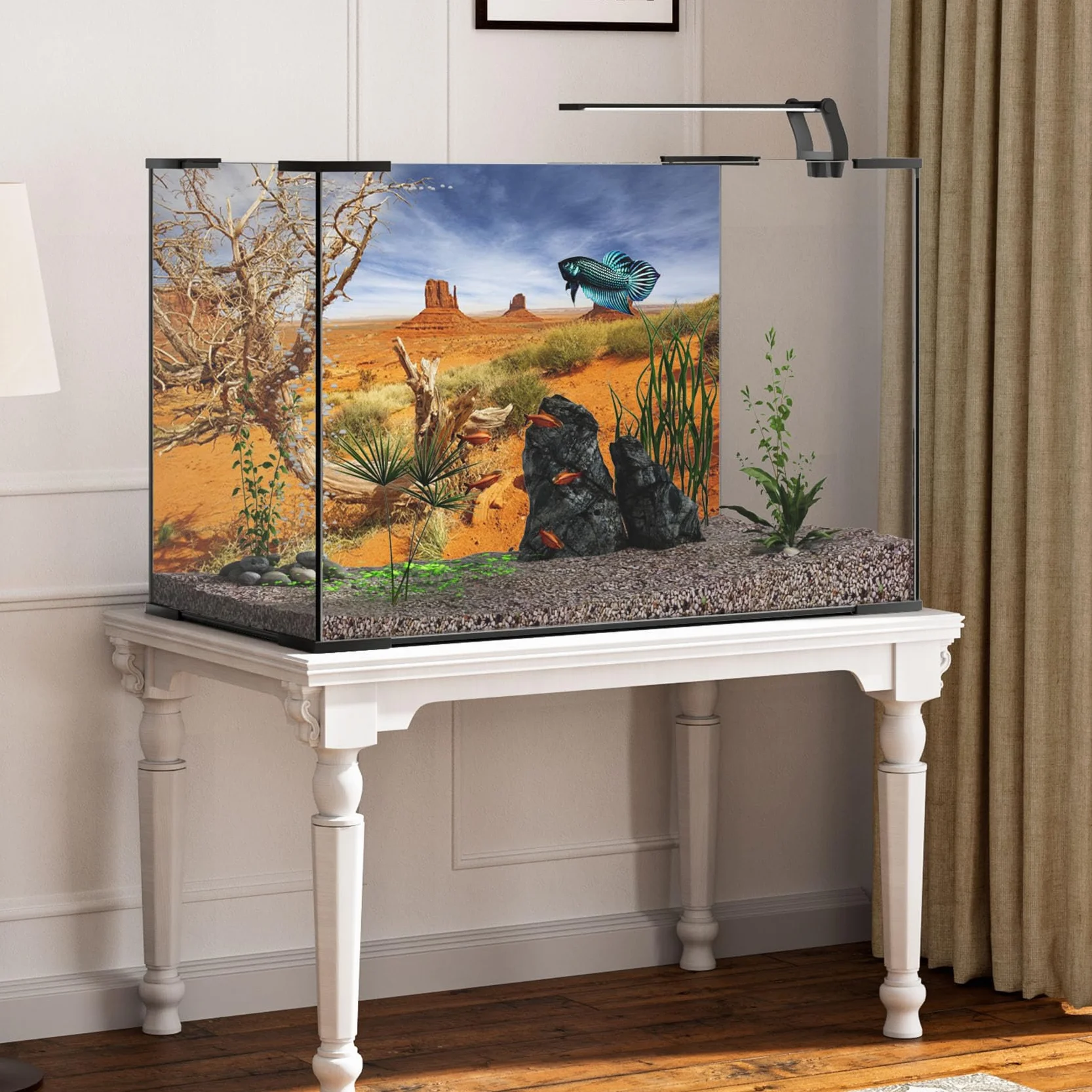 Tło dla gadów winylowe 91x50 cm pomarańczowe pustynne terrarium