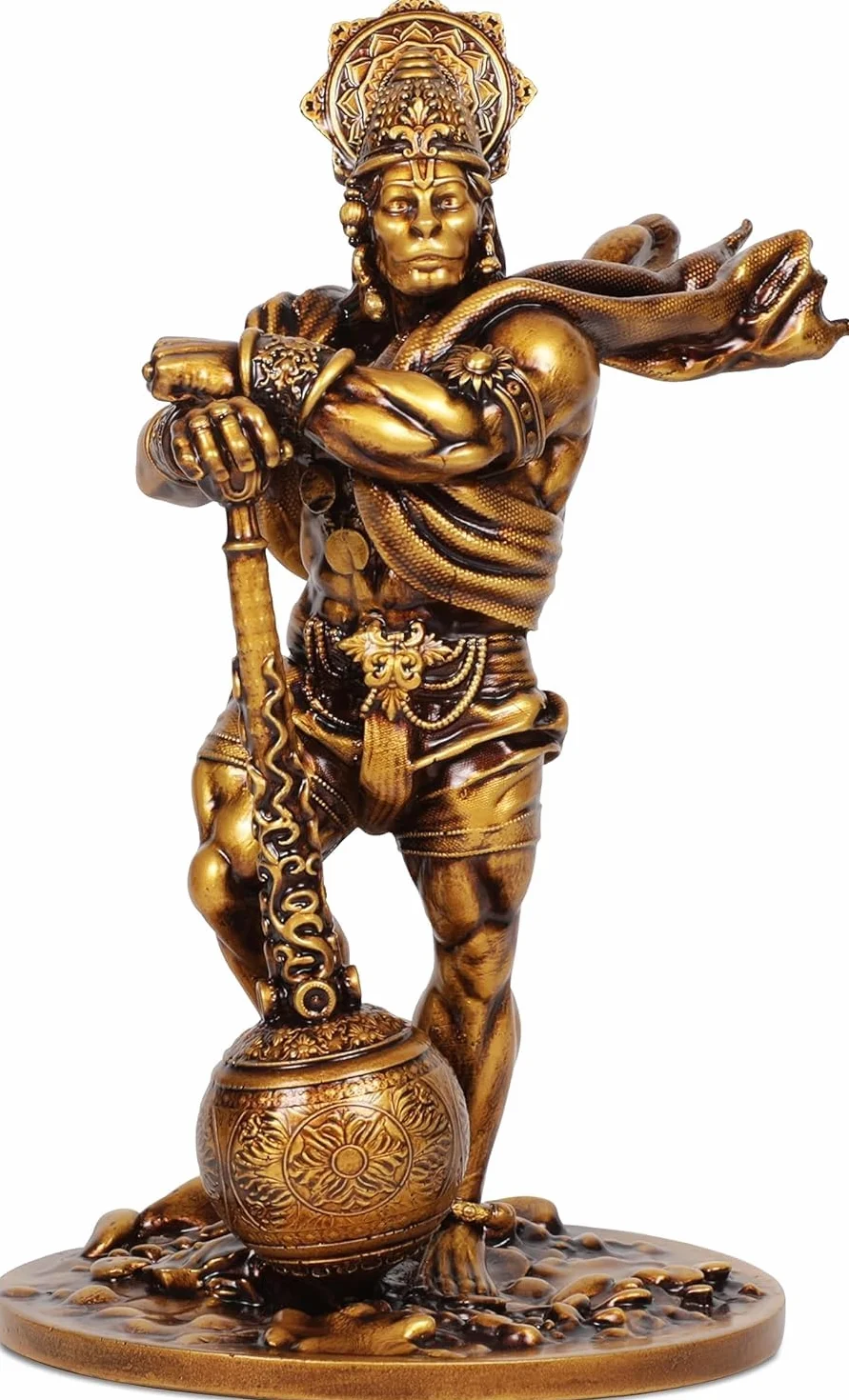 Artarium Rzeźba z żywicy Bahubali Lord Hanuman, symbol odwagi i wiary, idealna na deskę rozdzielczą samochodu, do domu, świątyni lub biura, idealny prezent religijny na parapetówkę - 7.48 cala