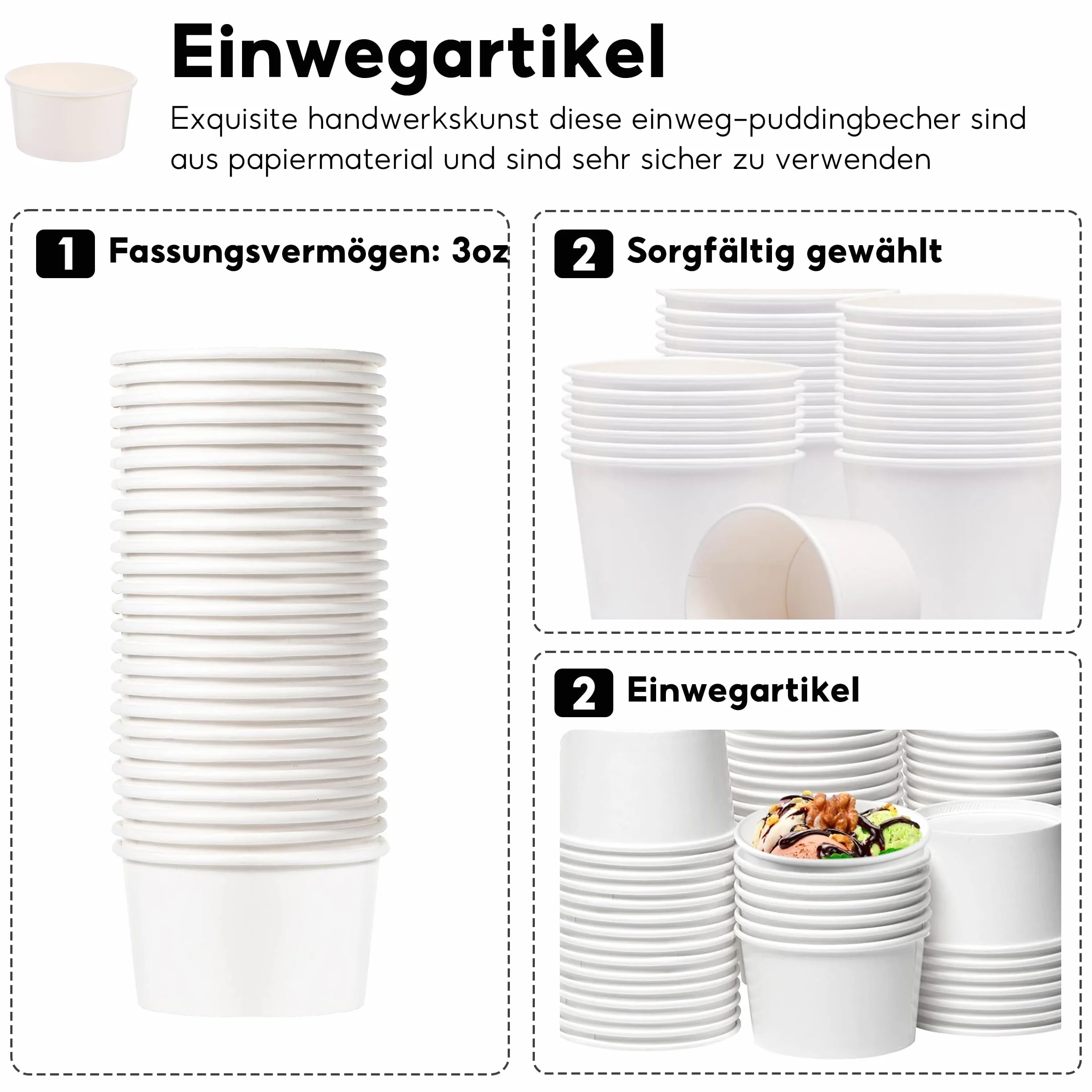 Papierowe foremki do muffinek, 60 sztuk kartonowych kubków do lodów, 120 ml, jednorazowe miseczki do lodów z drewnianą łyżeczką, do bufetów, deserów, na wesela, wózki z jedzeniem, lodziarnie