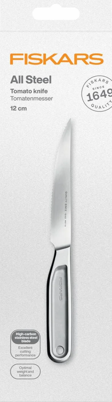 Fiskars Nóż do pomidorów All Steel, długość całkowita: 24 cm, japońska stal wysokowęglowa Aichi, 1062888
