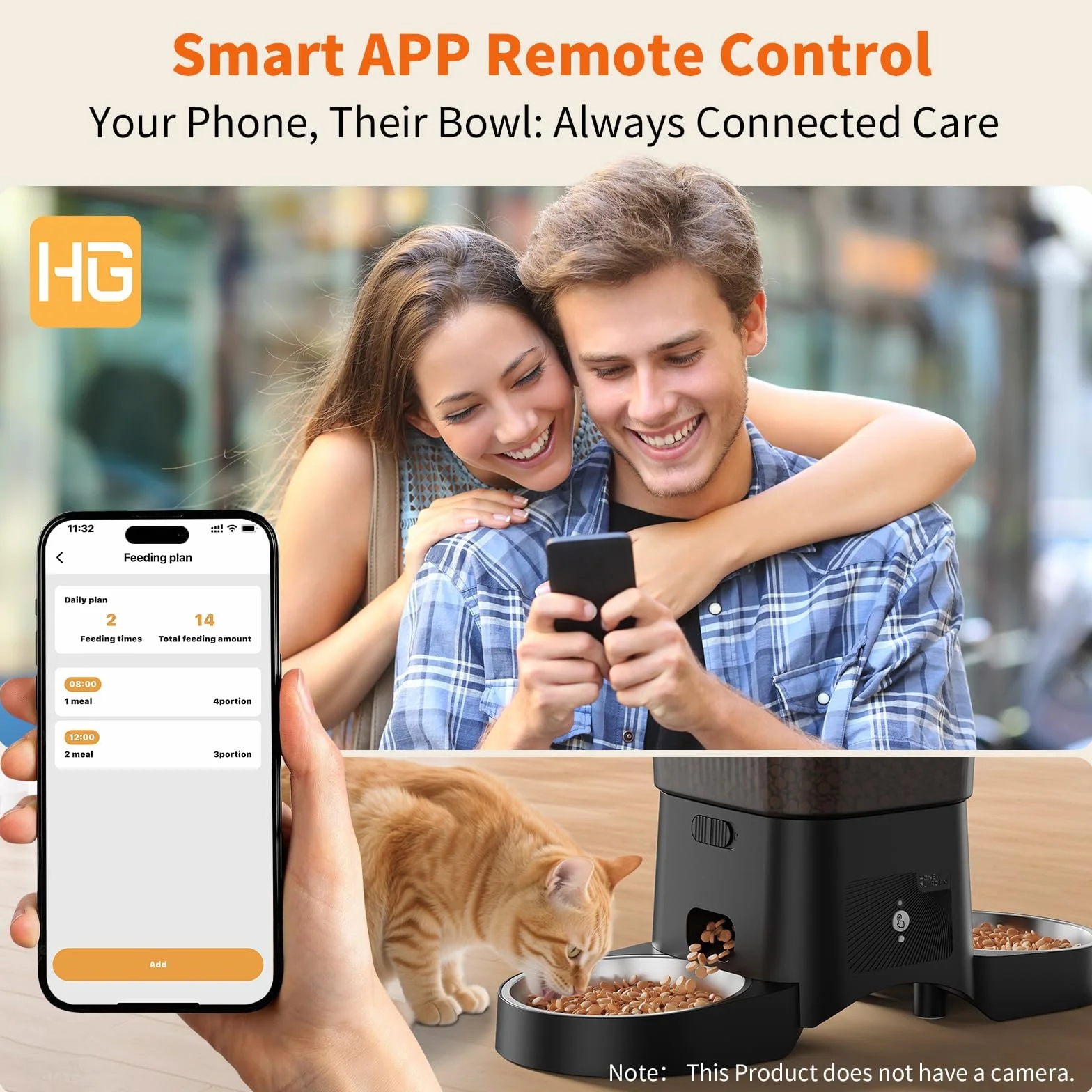 HONEYGUARDIAN Automatyczny karmnik dla kotów, 2 miski, 5 g/2,4 G, WiFi, inteligentny automatyczny dozownik karmy dla kotów i psów (3,5 l)