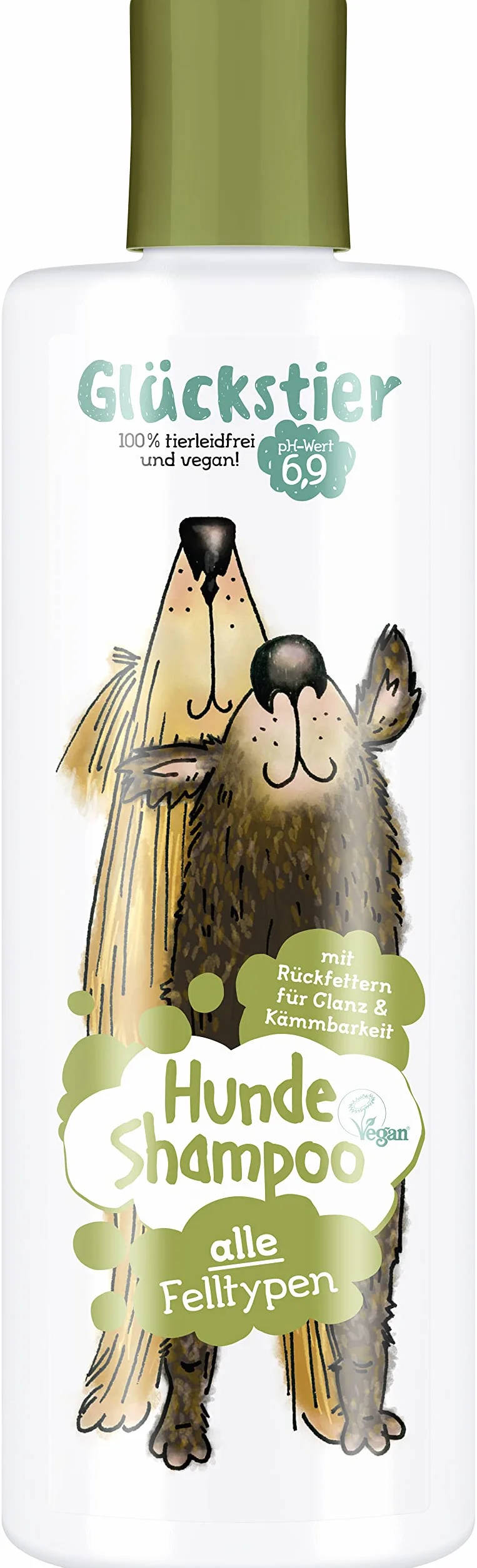 Glückstier Szampon dla psów 250 ml natłuszczający dla wszystkich ras błyszcząca sierść rozczesywanie pH wegański