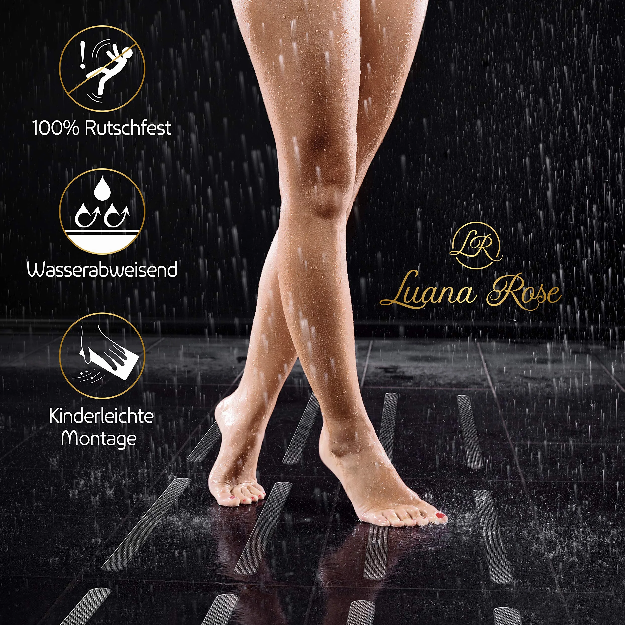 Luana Rose Paski antypoślizgowe do prysznica i wanny - przezroczyste i samoprzylepne - zestaw naklejek - 100% antypoślizgowe naklejki prysznicowe do łazienki i schodów
