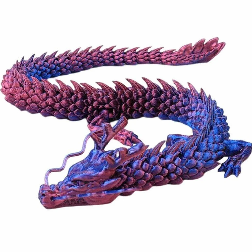Nadruk 3D przegubowy smok chiński długi elastyczny realistyczny wykonany ornament zabawka model dom biuro dekoracja dekoracja prezenty dla dzieci
