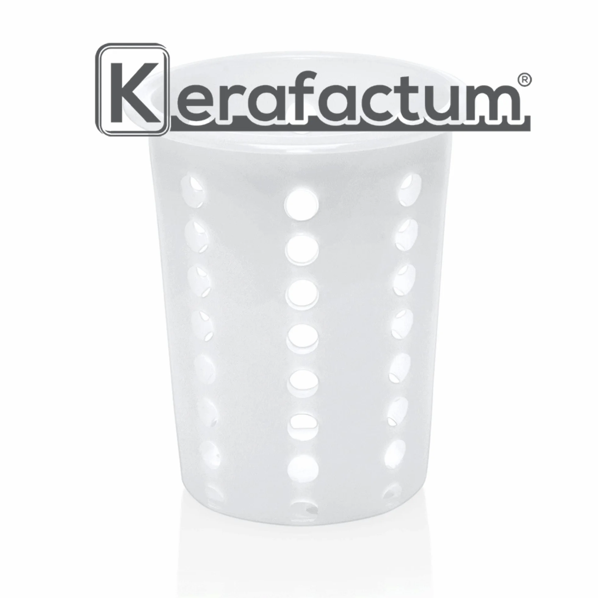 Kerafactum® okrągły kosz na sztućce, kosz na sztućce i małe części, do mycia w zmywarce, uniwersalny kosz na sztućce, okrągły pojemnik na sztućce, tworzywo sztuczne, duże oczka