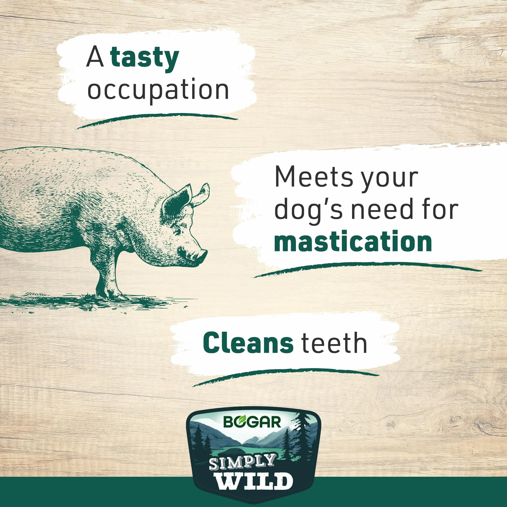 Bogar Simply Wild Przekąski dla psów Suszona wieprzowina Kości do żucia x3