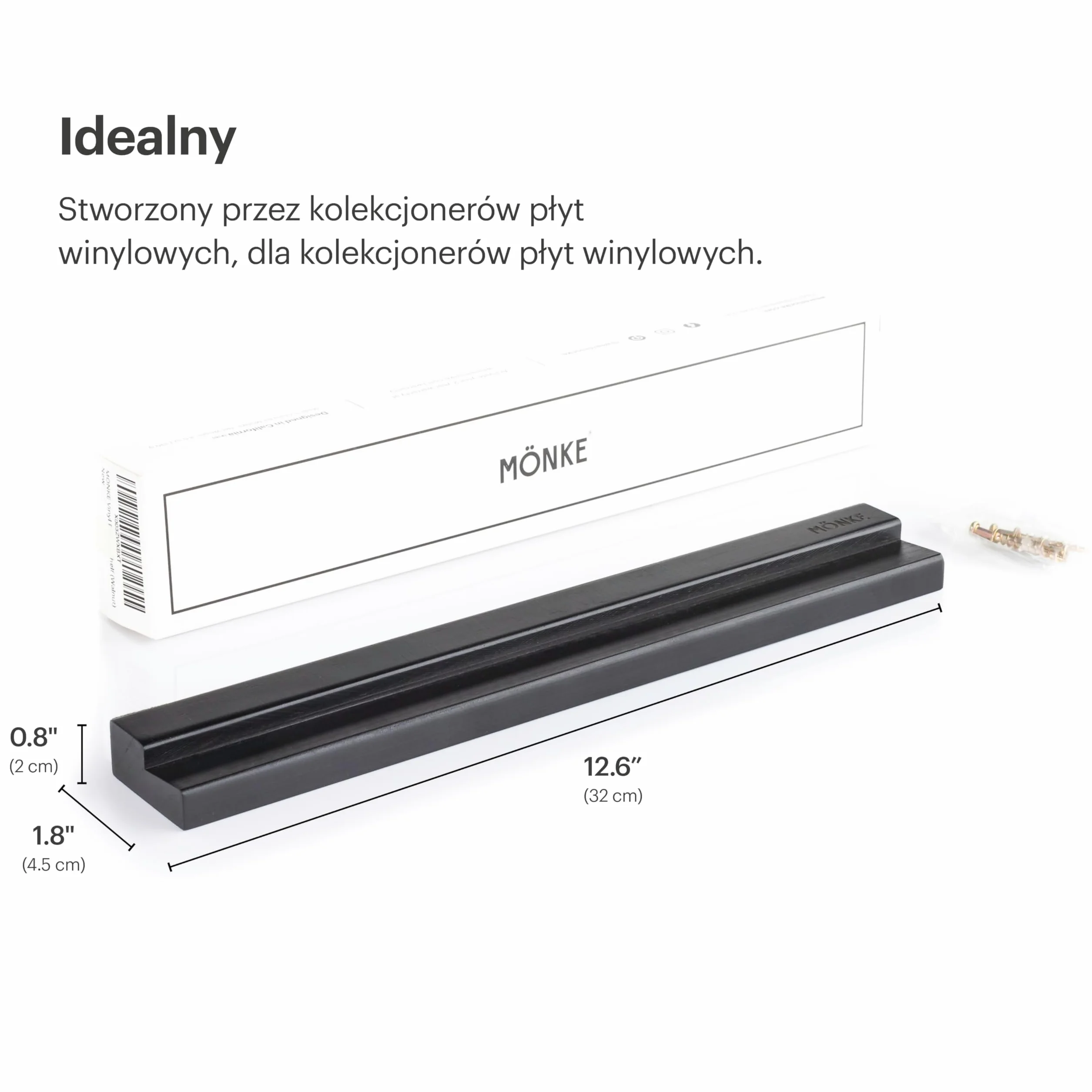 Półka na płyty winylowe - Elegancko wyeksponuj swoje ulubione lub aktualnie odtwarzane płyty na ścianie - Pasuje do płyt o dowolnym rozmiarze (Czarny)