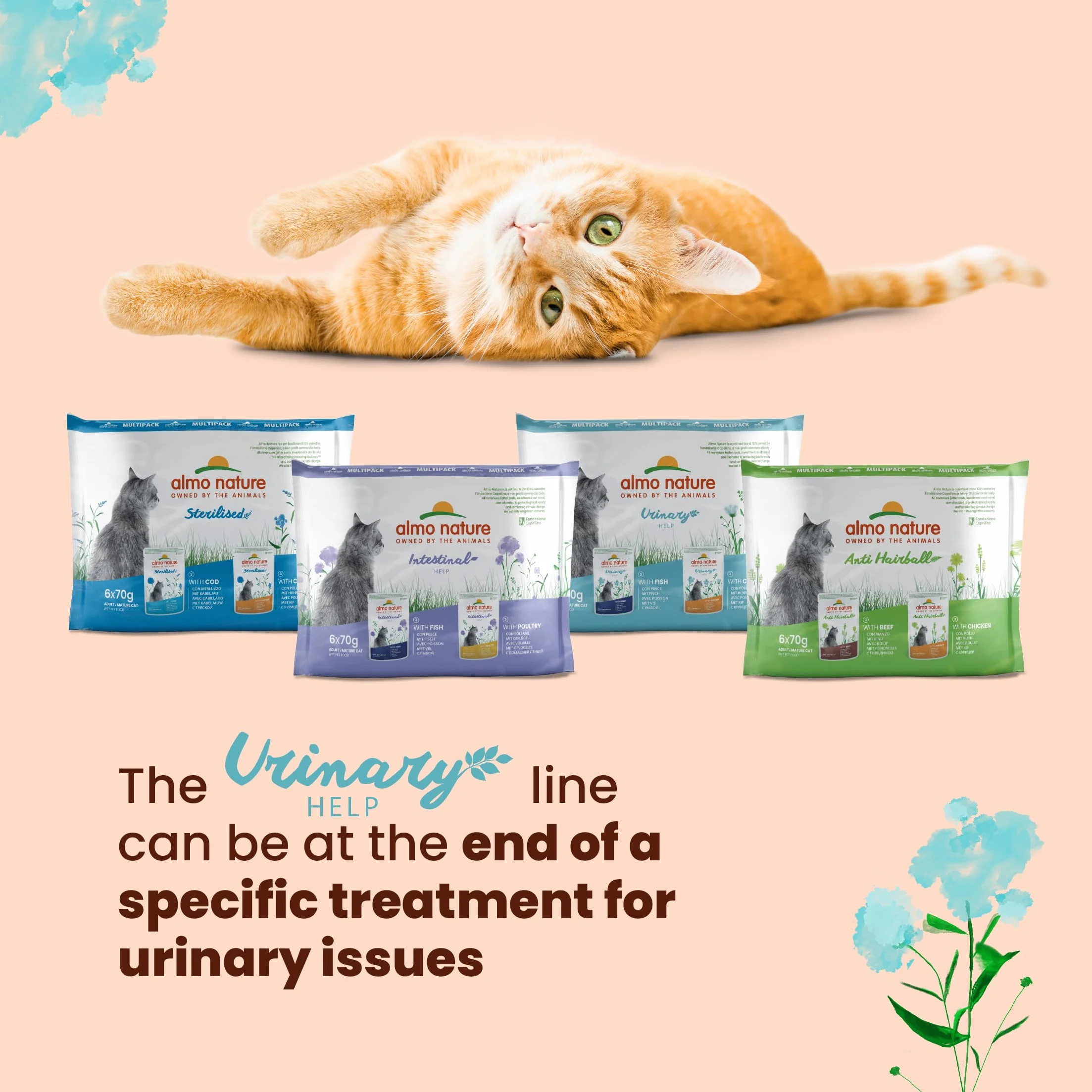 Almo Nature Functional Urinary Help Wilgotna karma dla dorosłych kotów wsparcie dróg moczowych 30 worków po 70 g