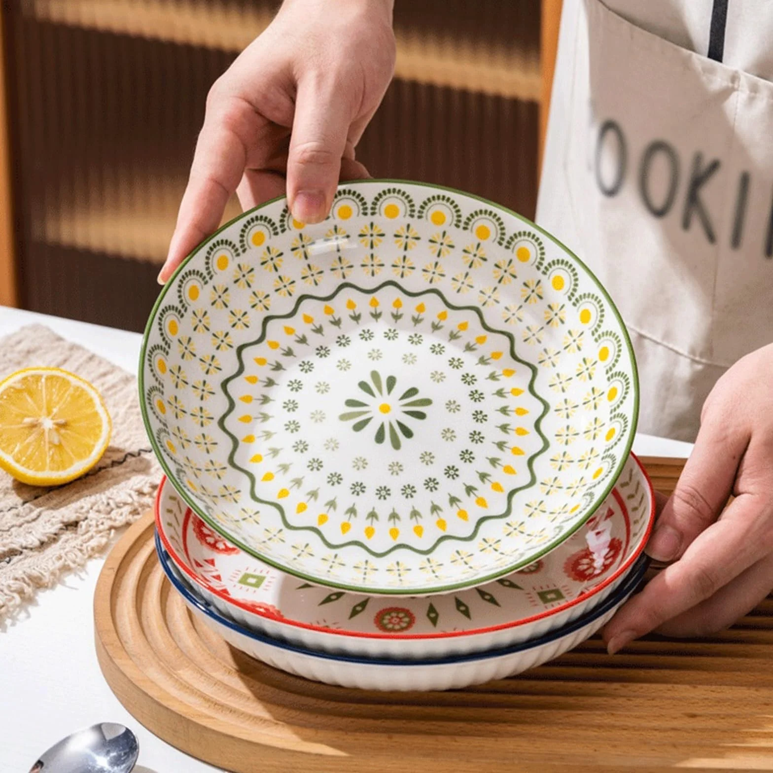 zastawa stołowa 4pc płytki talerz prosty romantyczny kremowy ceramiczny tłoczony popołudniowa herbata domowy talerzyk deserowy talerz na owoce chleb talerz do kuchni restauracja bankiet dekoracja kuch