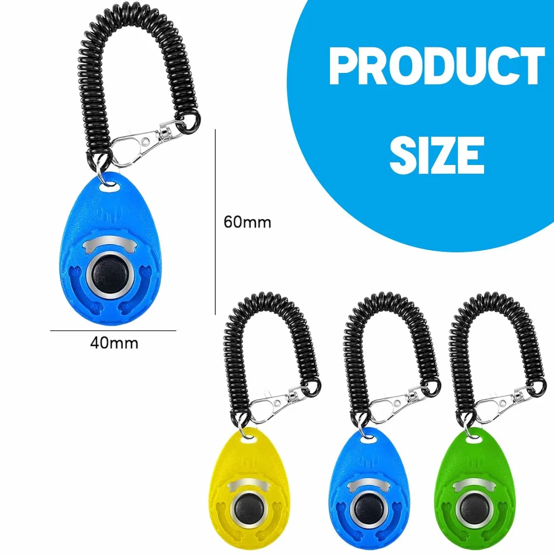 Clicker treningowy dla psa z smyczą na rękę duży przycisk 3 szt